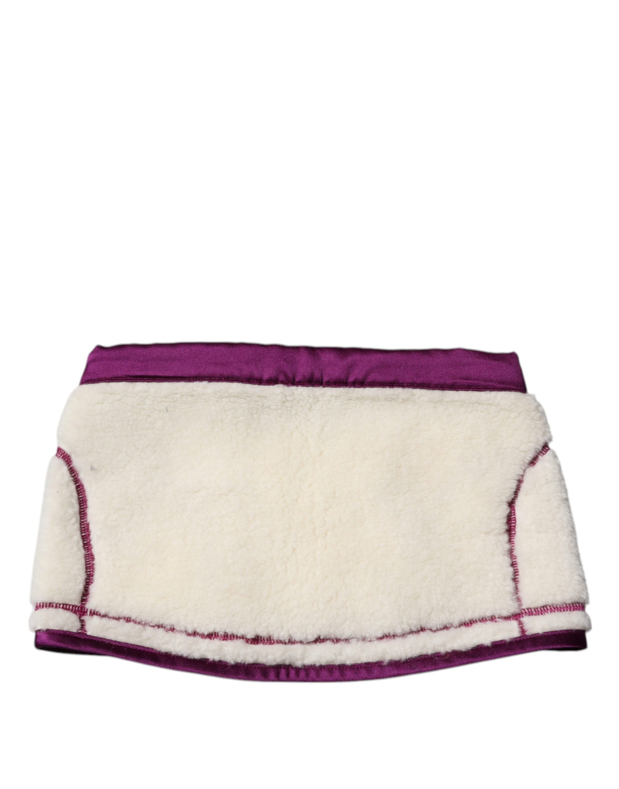 White Purple Cashmere Fleece Neck Warmer Scarf - ventzia