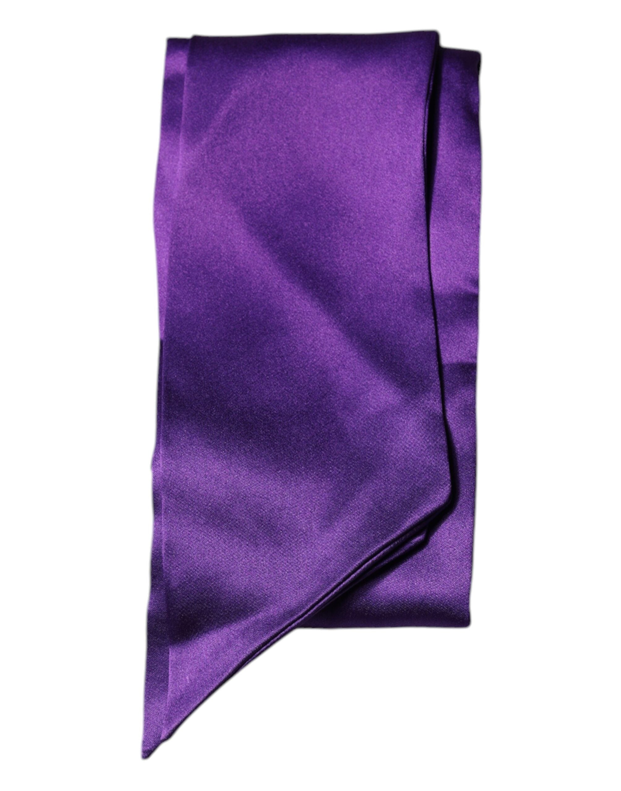 Purple Satin Silk Skinny Neck Foulard Scarf - ventzia
