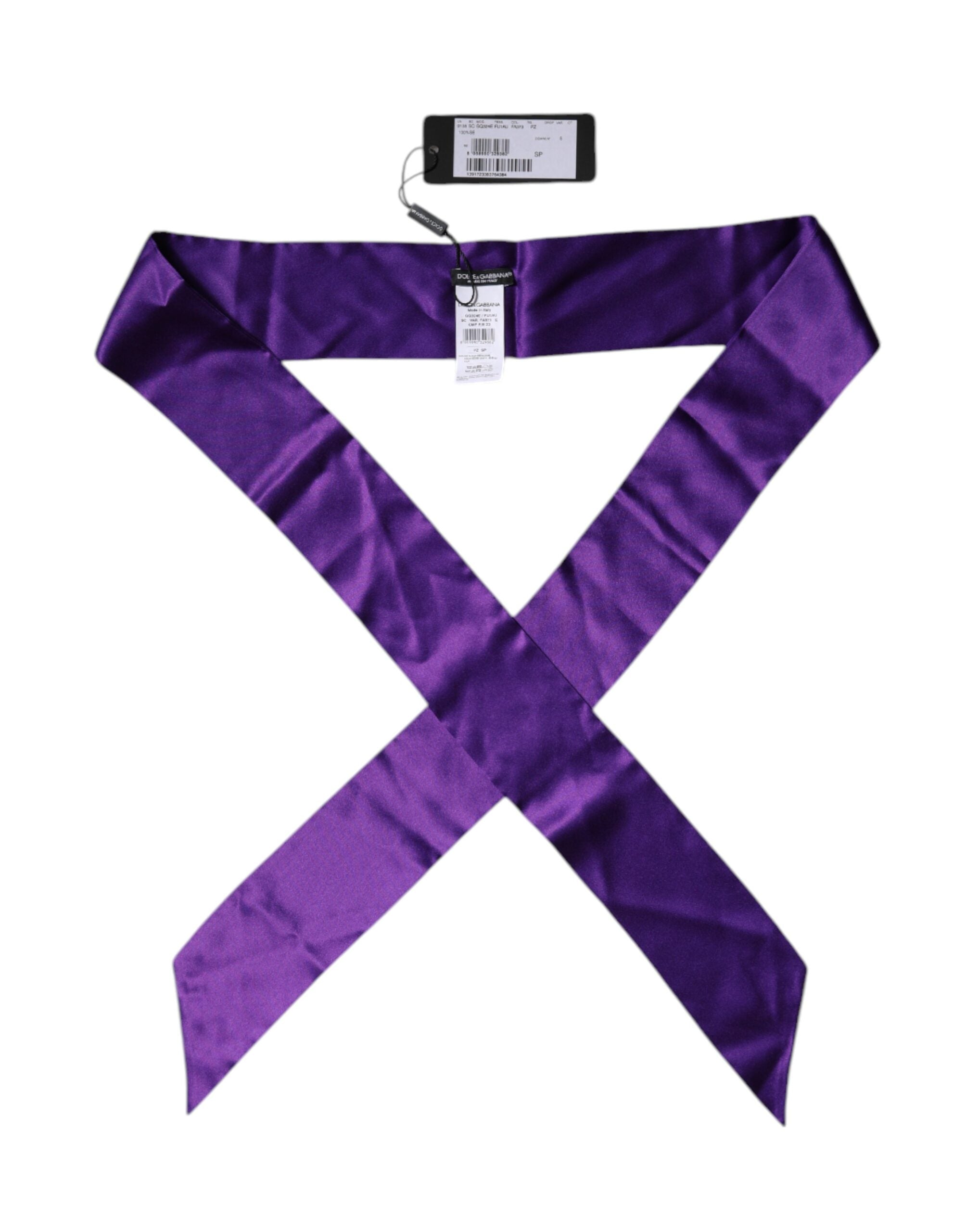 Purple Satin Silk Skinny Neck Foulard Scarf - ventzia