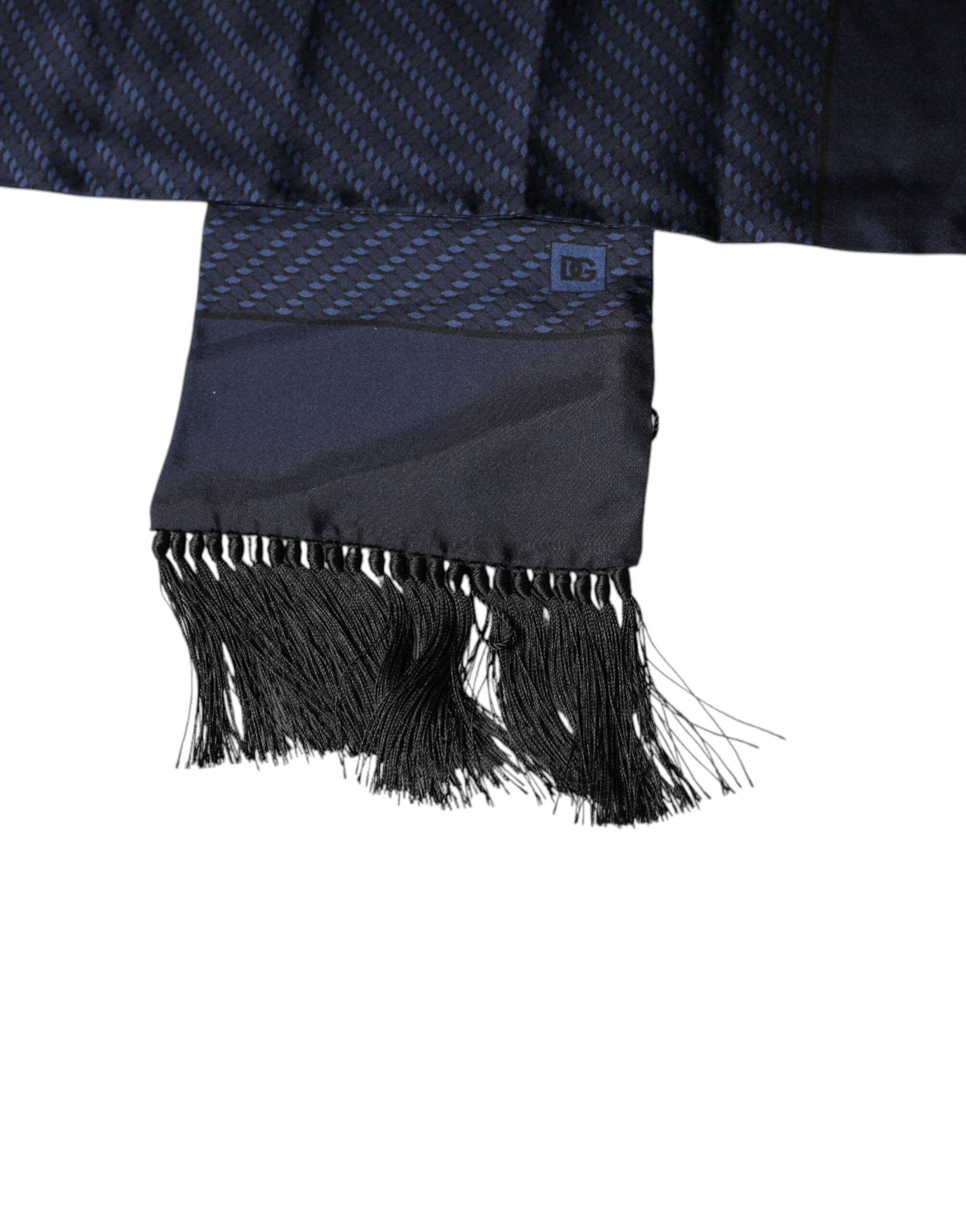 Dark Blue Fantasy Fringes Neck Wrap Scarf - ventzia