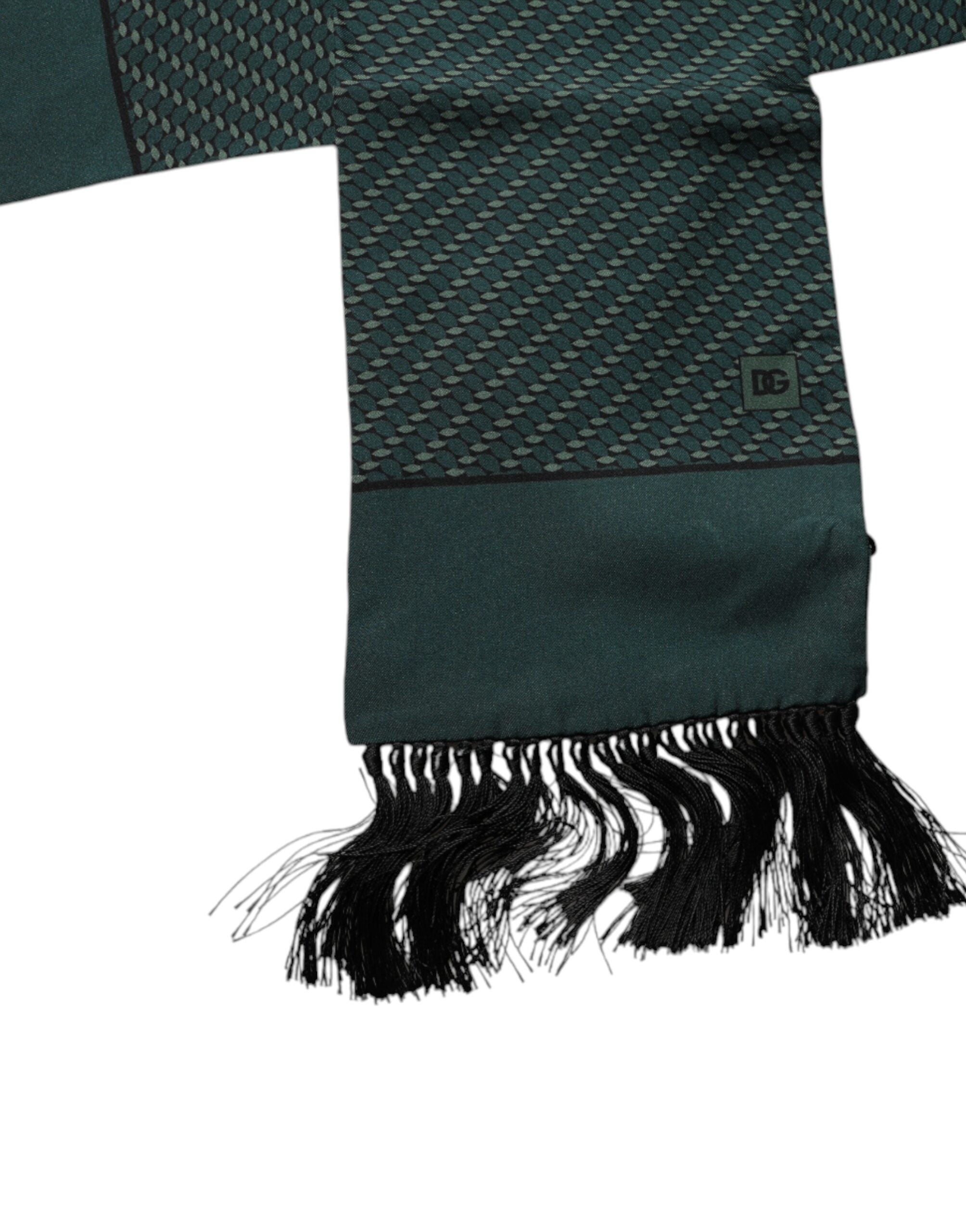 Dark Green Fantasy Fringes Neck Wrap Scarf - ventzia