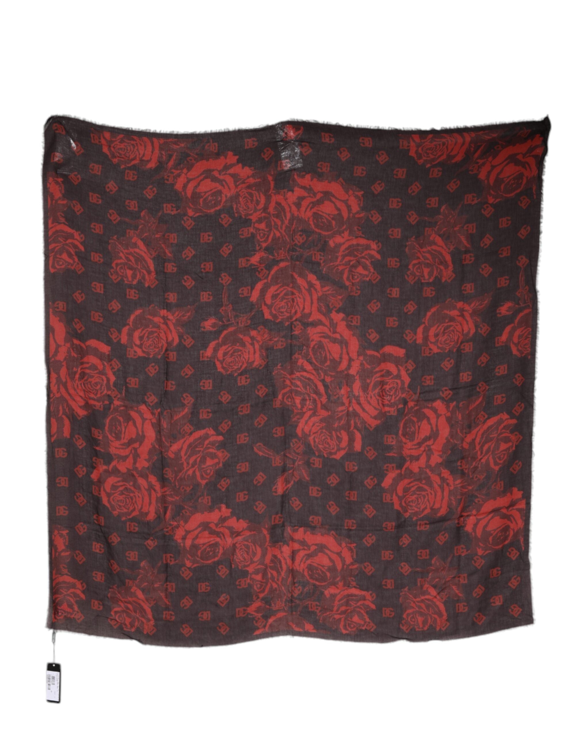 Black Red Floral Modal Wrap Shawl Scarf - ventzia