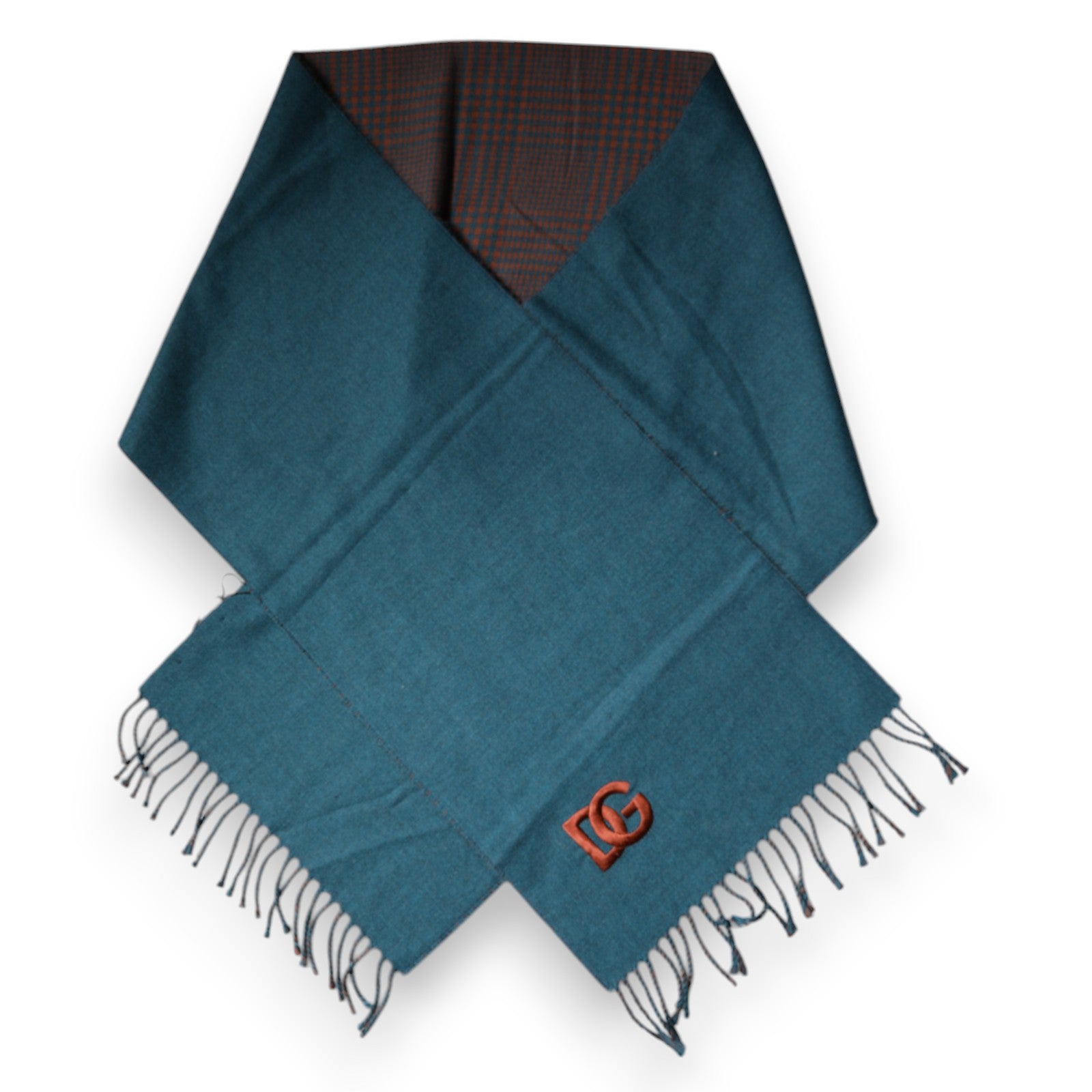 Blue Green Wool Fringes Wrap Shawl Scarf - ventzia