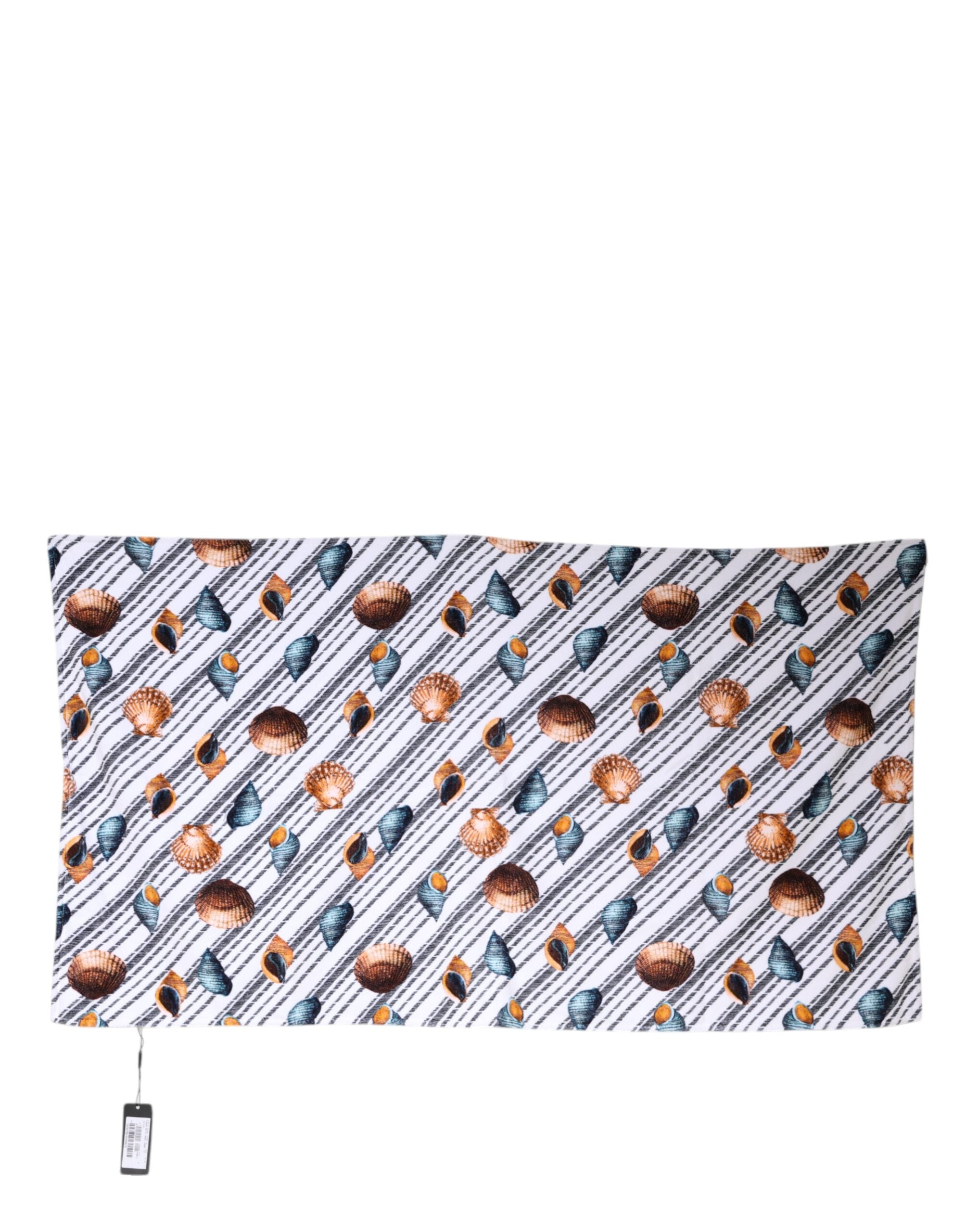 Multicolor Stripes Seashells Beach Towel - ventzia
