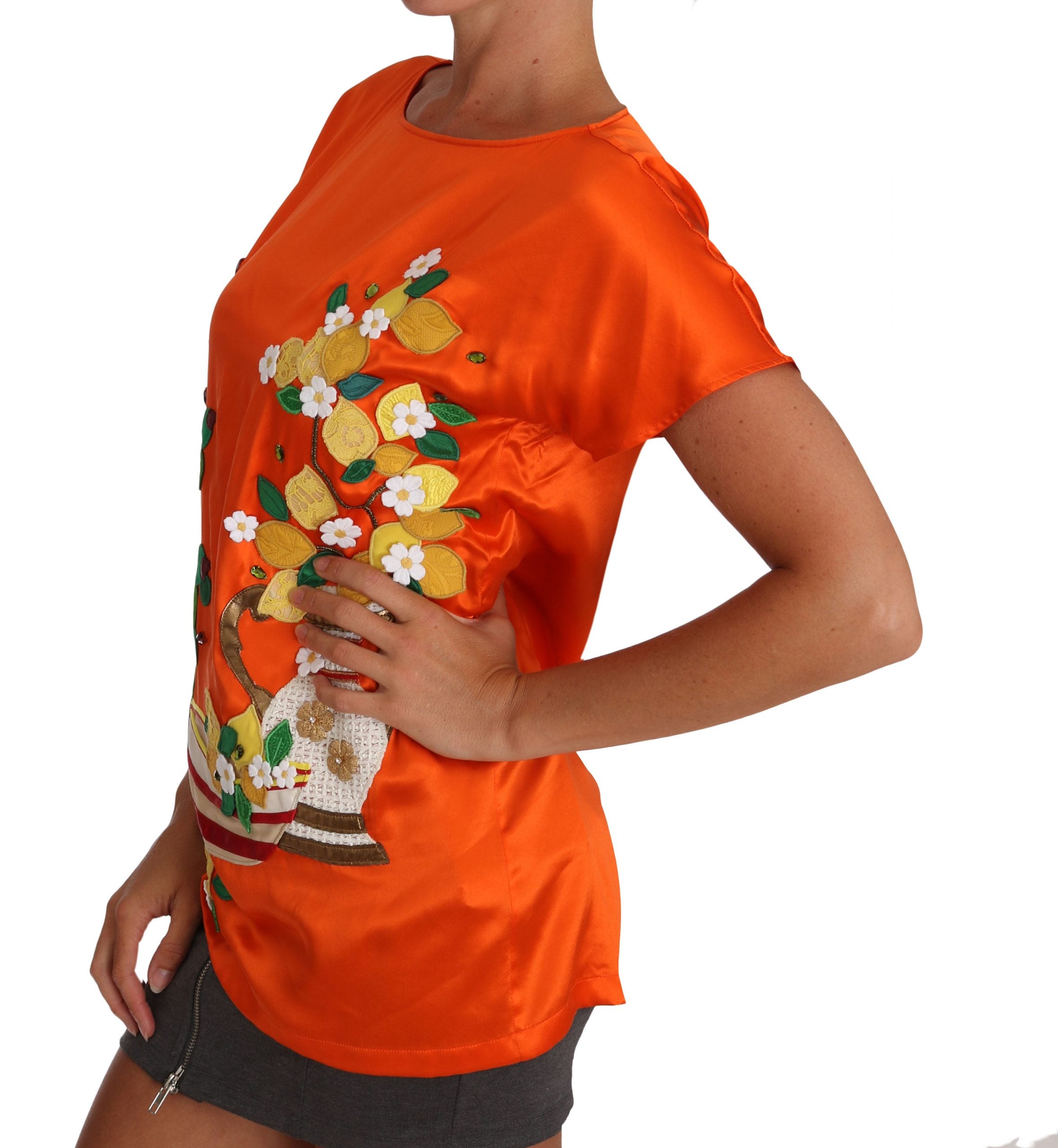 Sicilian Summer Silk Crystal-Embellished Top - ventzia