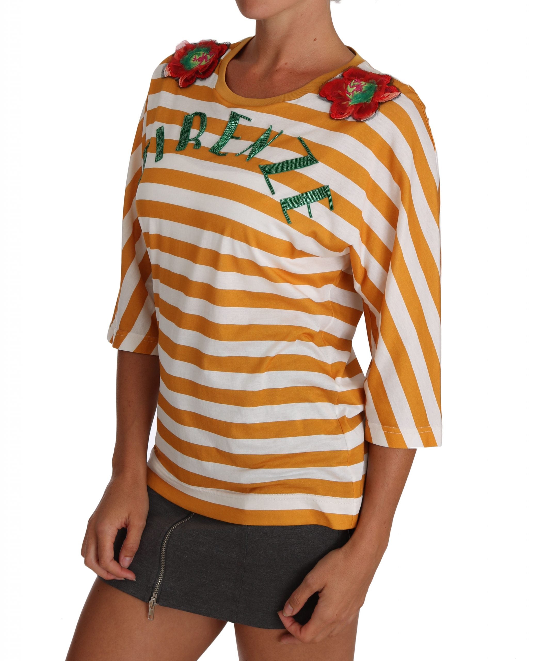 FIRENZE Sequined Blouse in Orange and White - ventzia