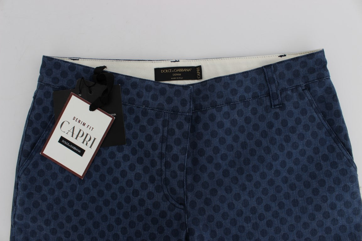 Polka Dotted Capri Stretch Jeans - ventzia