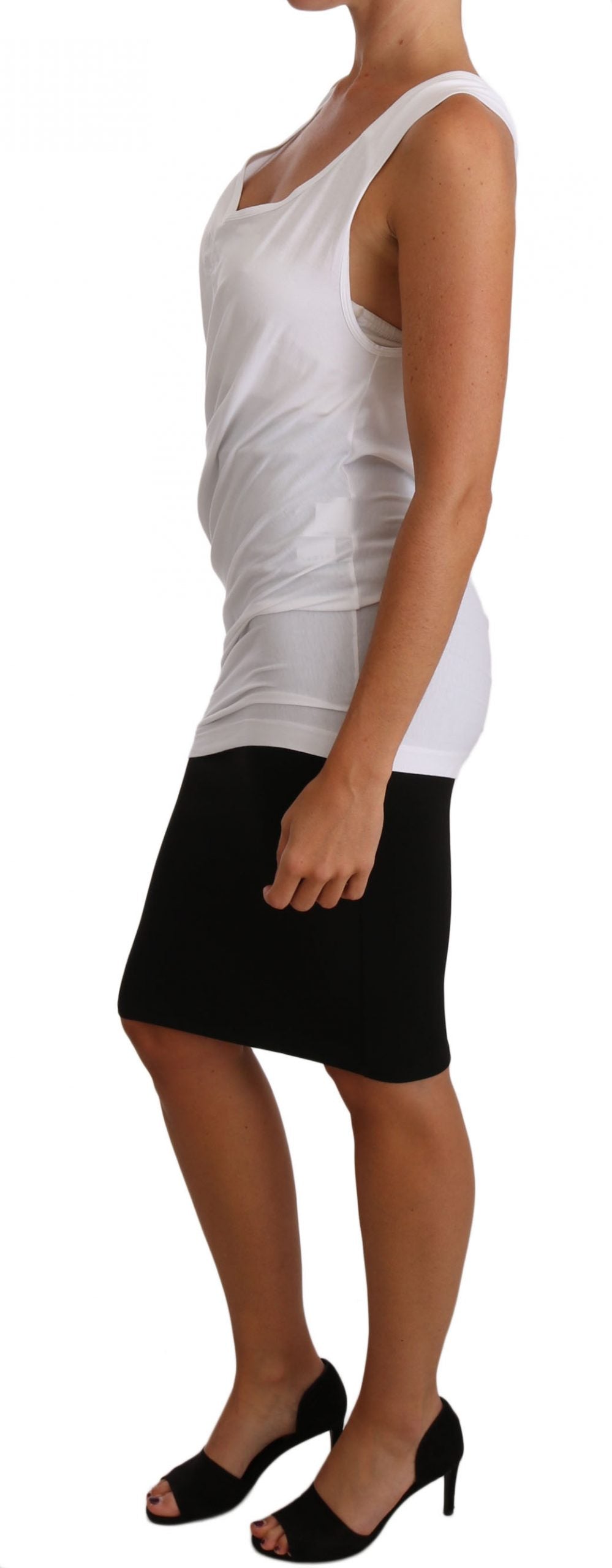 Elegant White Tie Back Tank Top Tee - ventzia