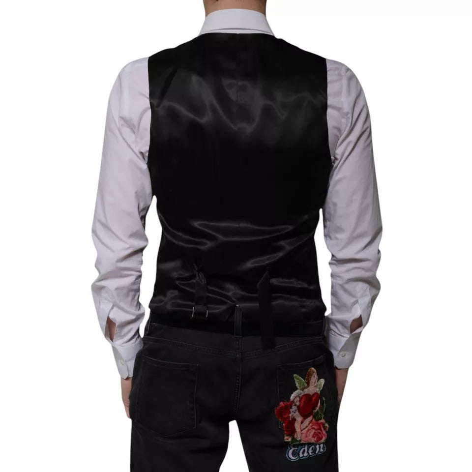 Black Wool Formal Dress Men Waistcoat Vest - ventzia
