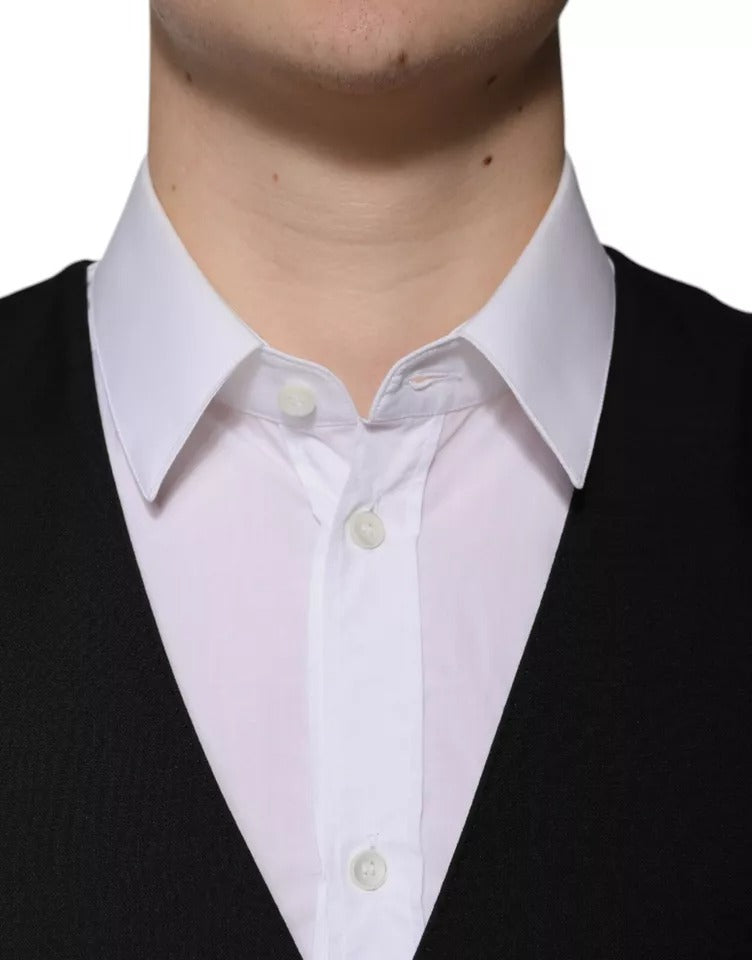 Black Wool Formal Dress Men Waistcoat Vest - ventzia
