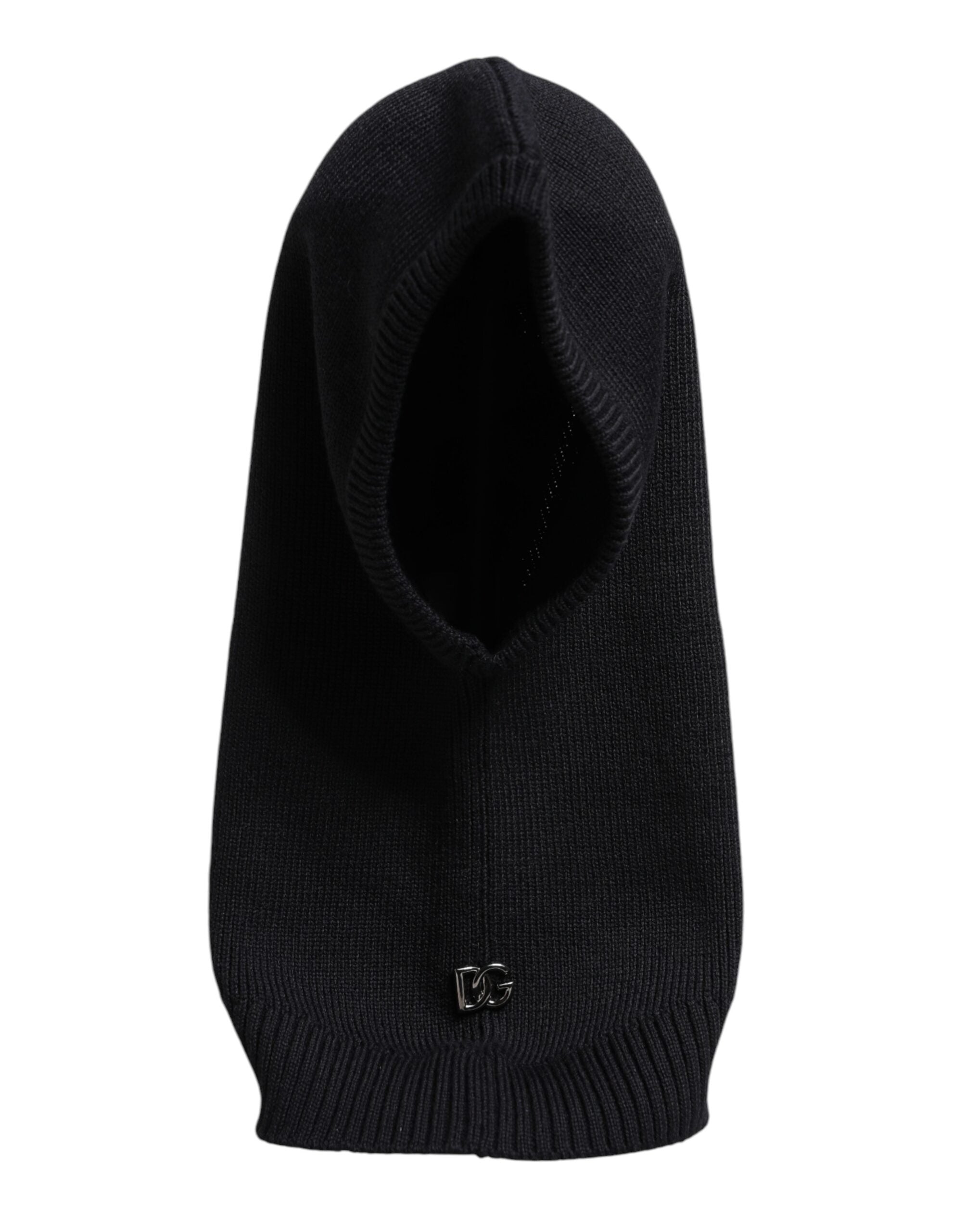 Black Wool Whole Head Wrap Balaclava Hat - ventzia
