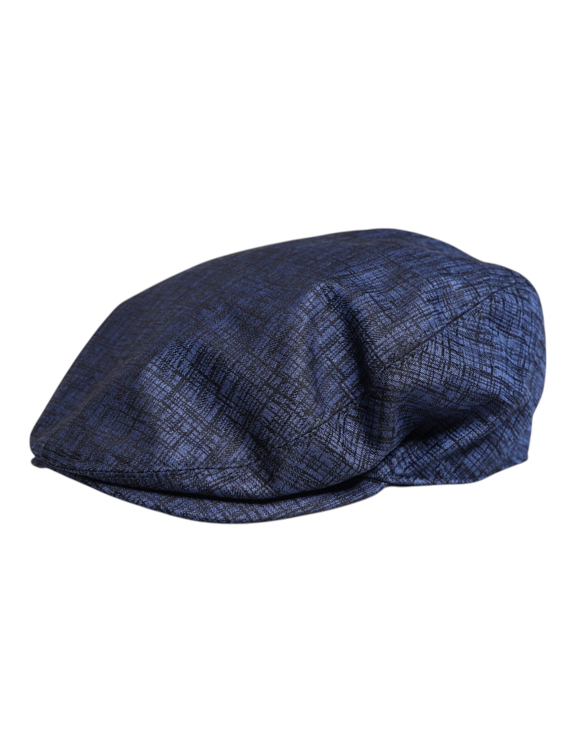 Blue Cotton Stretch Newsboy Hat - ventzia