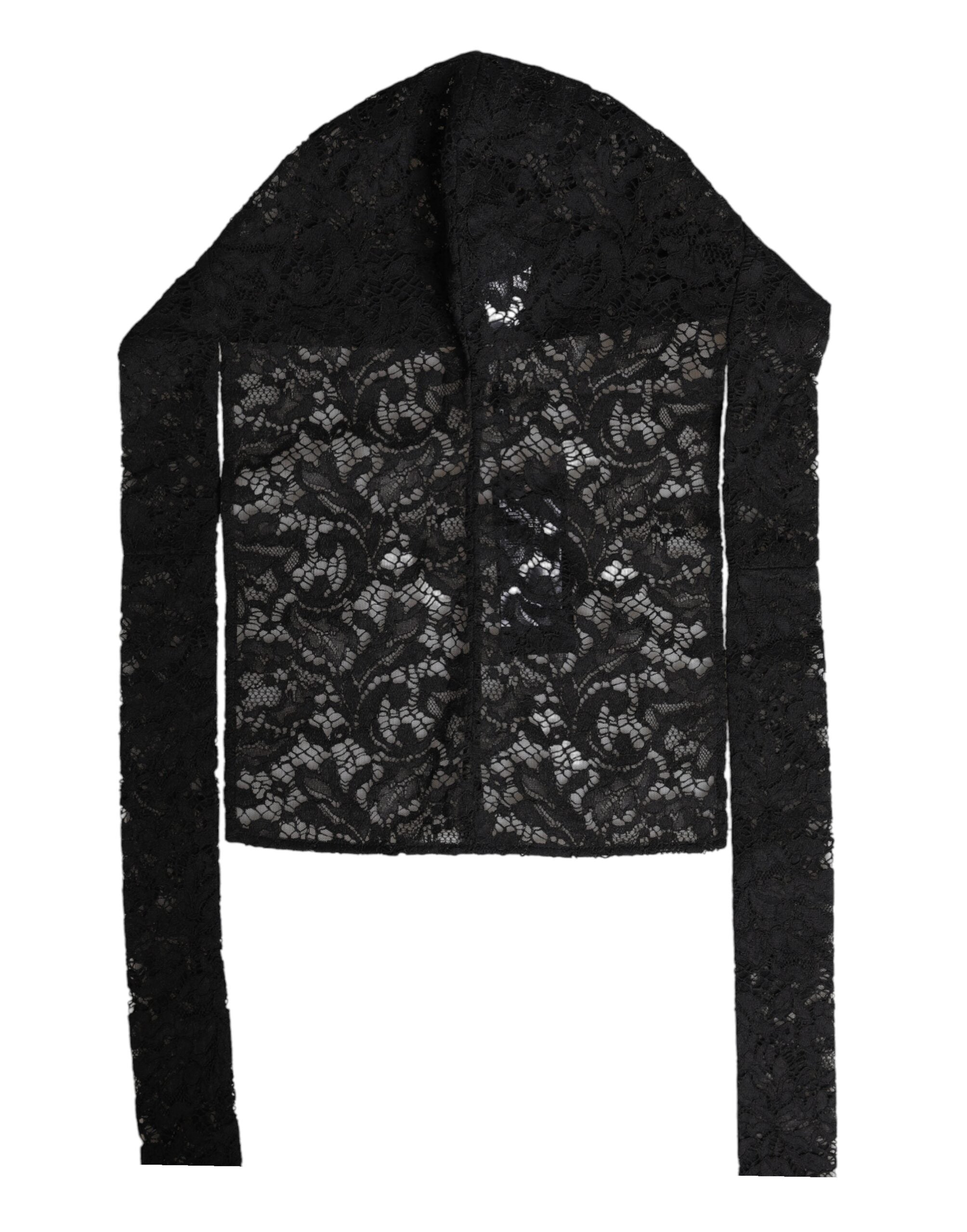 Black Floral Lace Whole Head Wrap Hat - ventzia