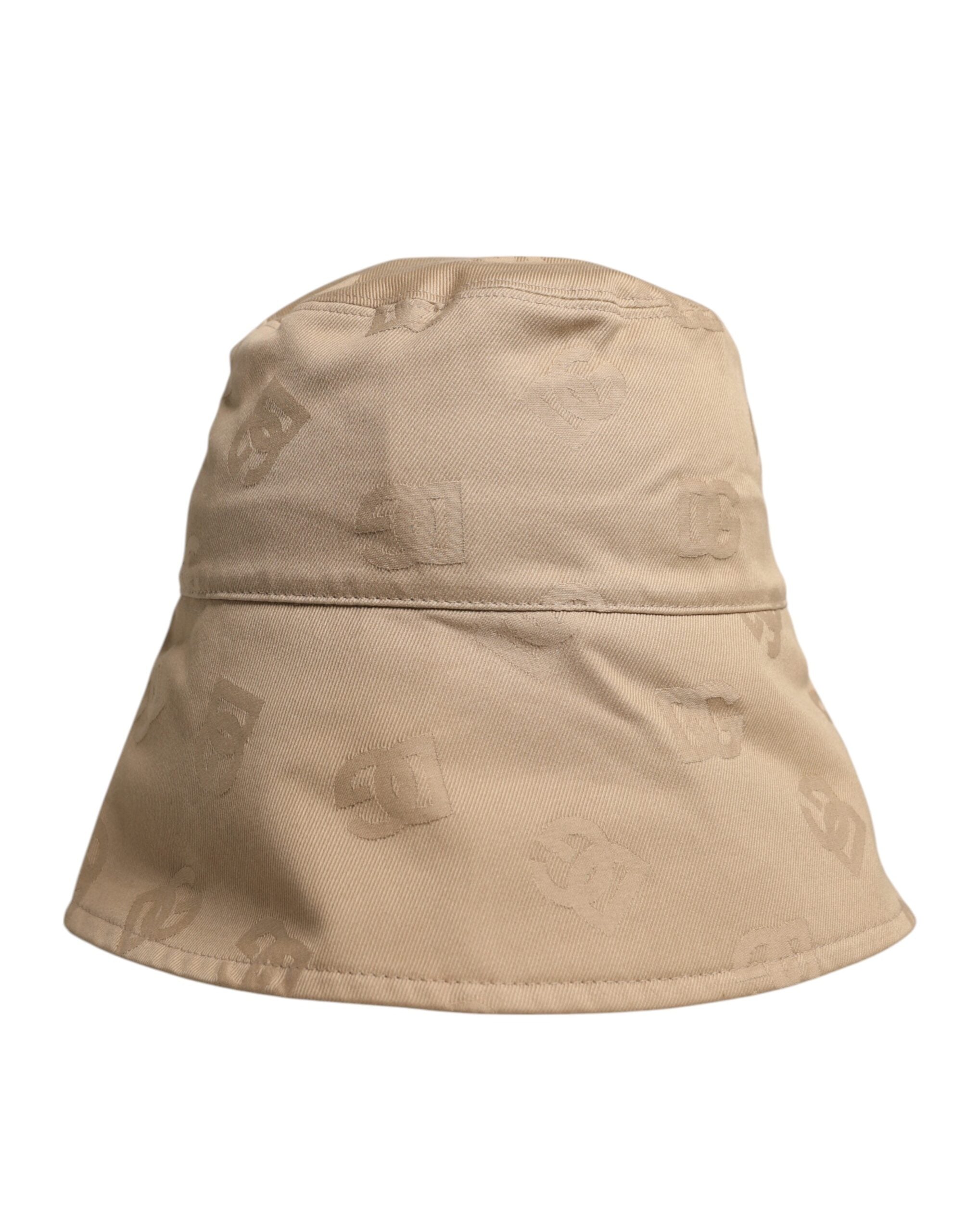 Beige Logo Monogram Cotton Bucket Cap - ventzia