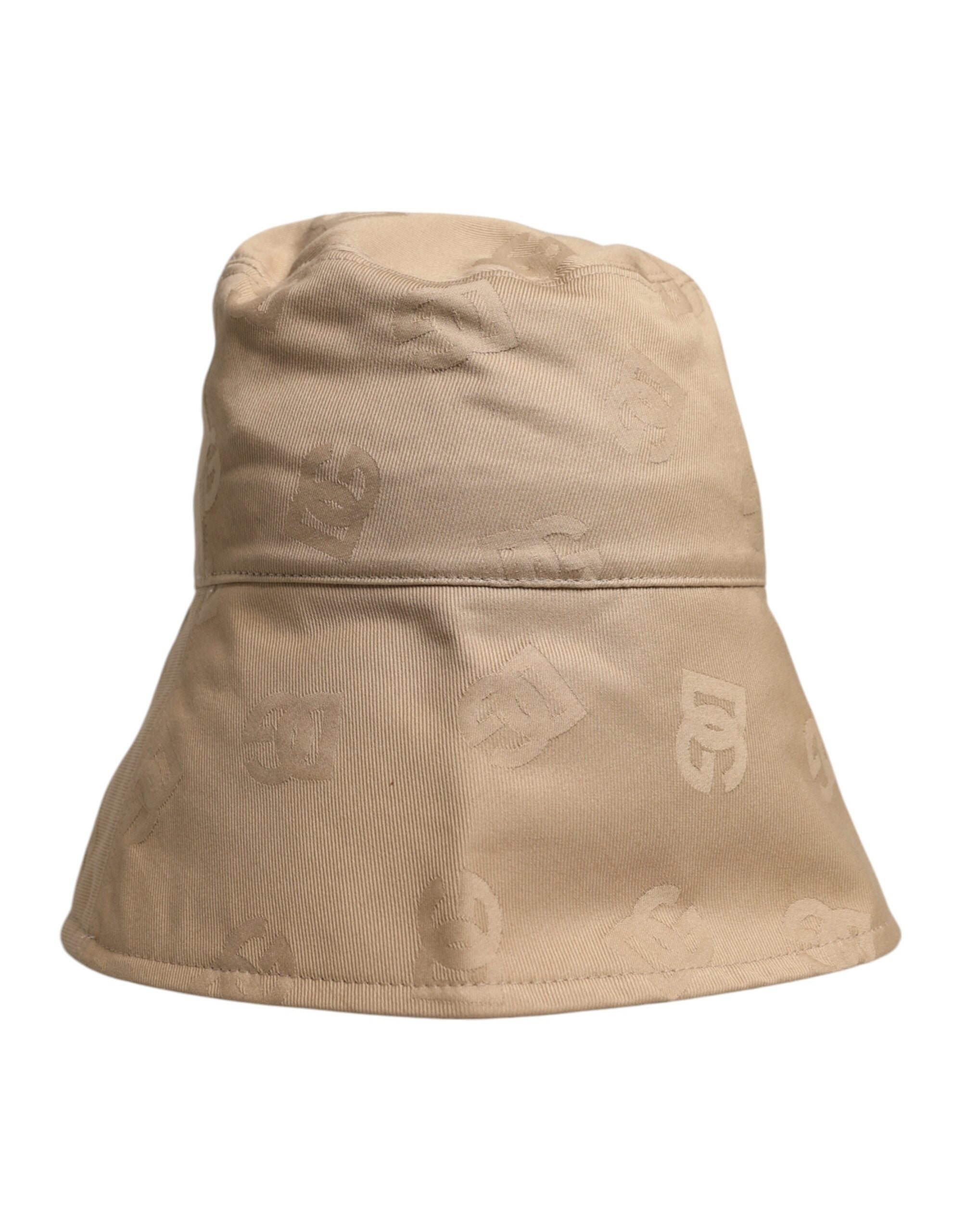 Beige Logo Monogram Cotton Bucket Cap - ventzia