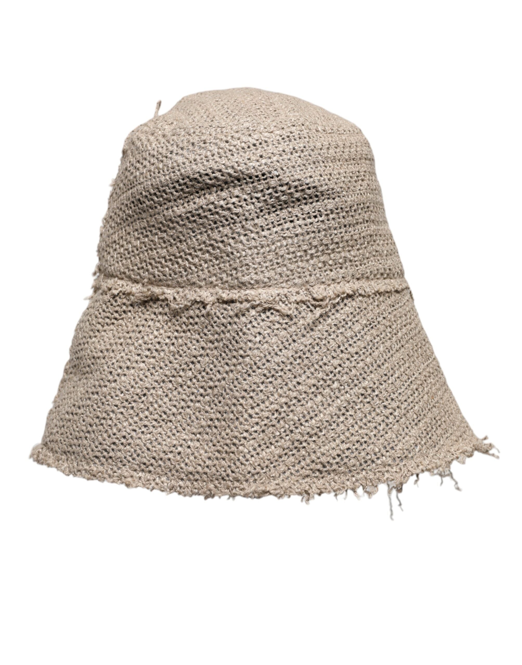 Beige Linen Wide Brim Bucket Hat - ventzia