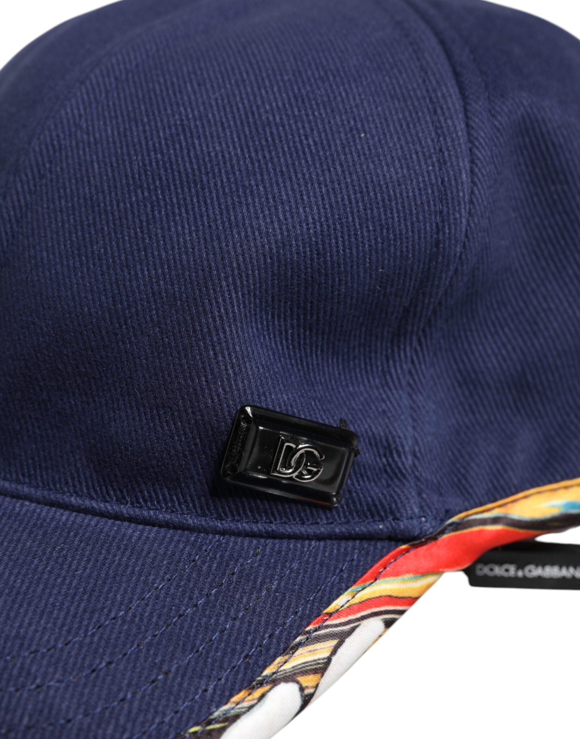 Blue Cotton 6 Panels Baseball Cap - ventzia