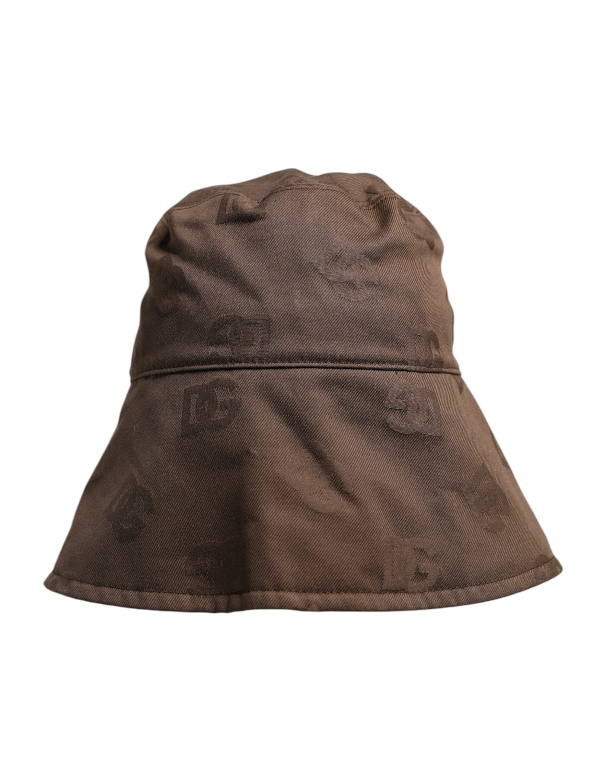 Brown Logo Monogram Cotton Bucket Cap - ventzia
