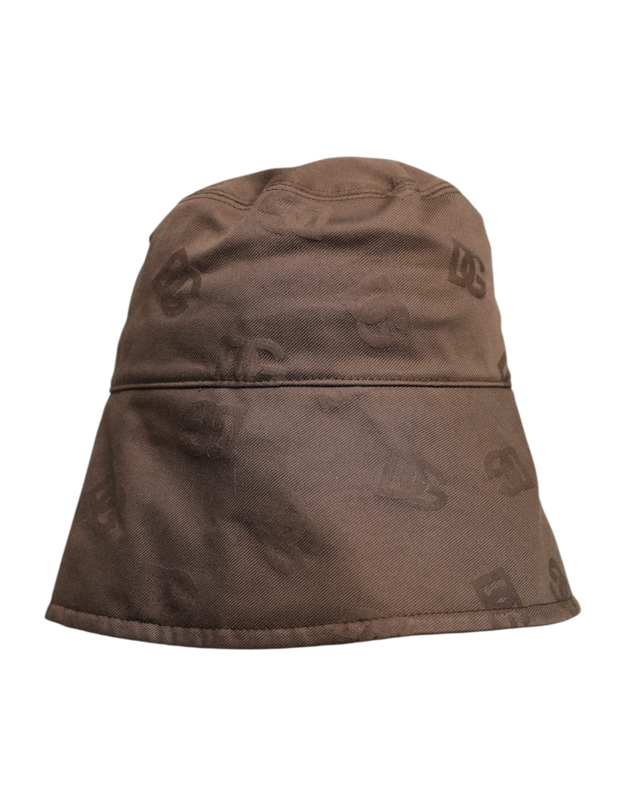 Brown Logo Monogram Cotton Bucket Cap - ventzia