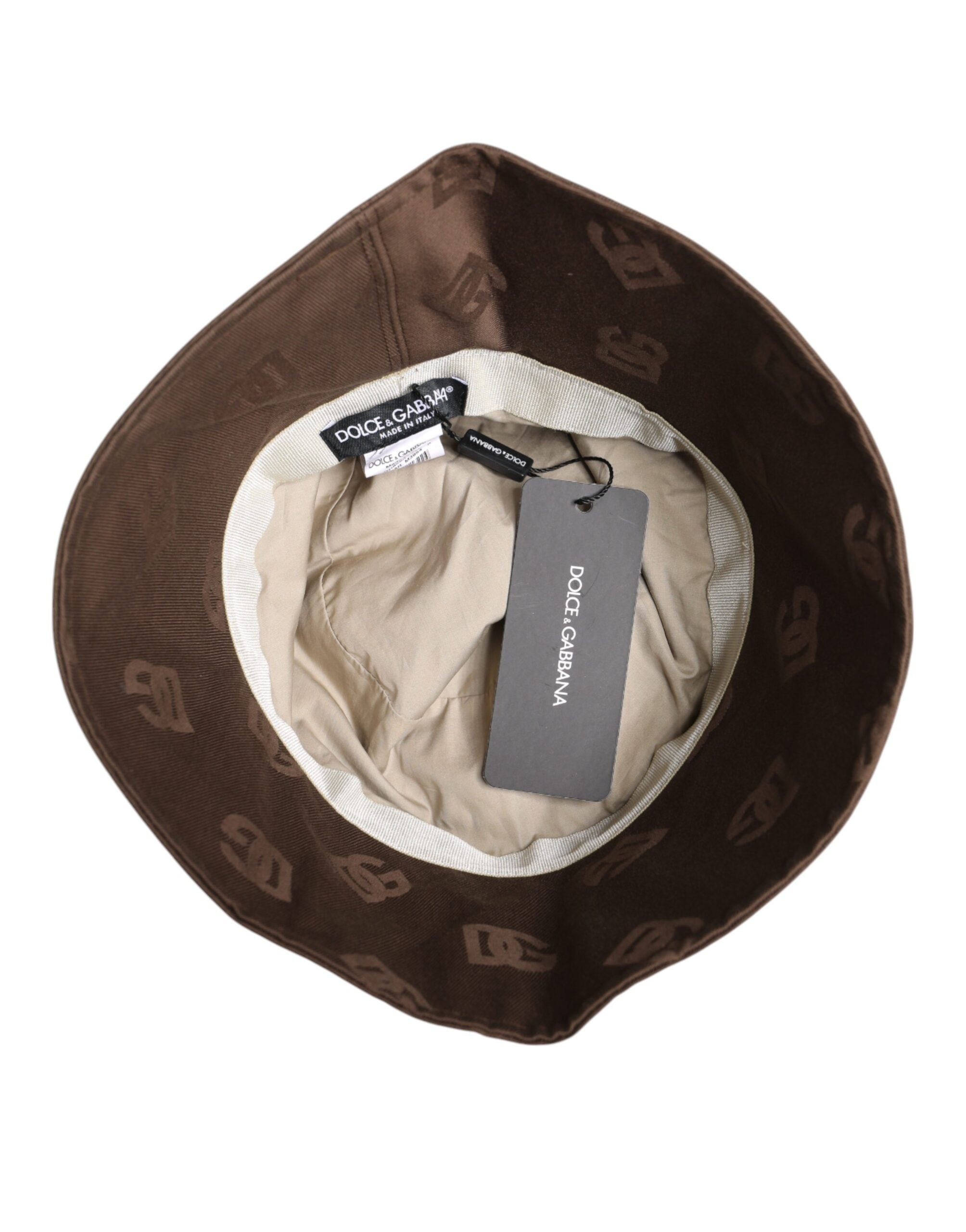 Brown Logo Monogram Cotton Bucket Cap - ventzia