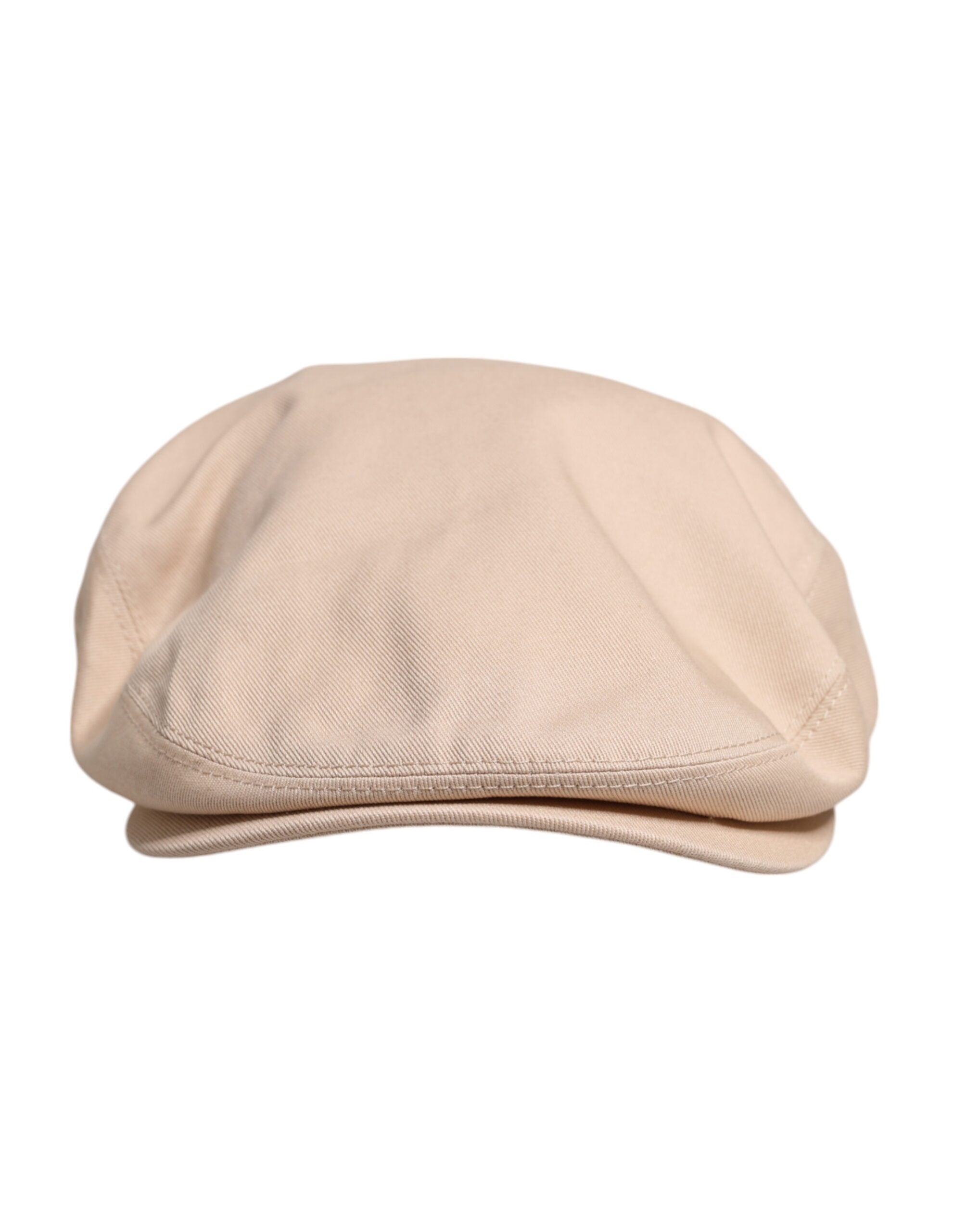 Beige Cotton Newsboy Capello Cabbie Hat - ventzia