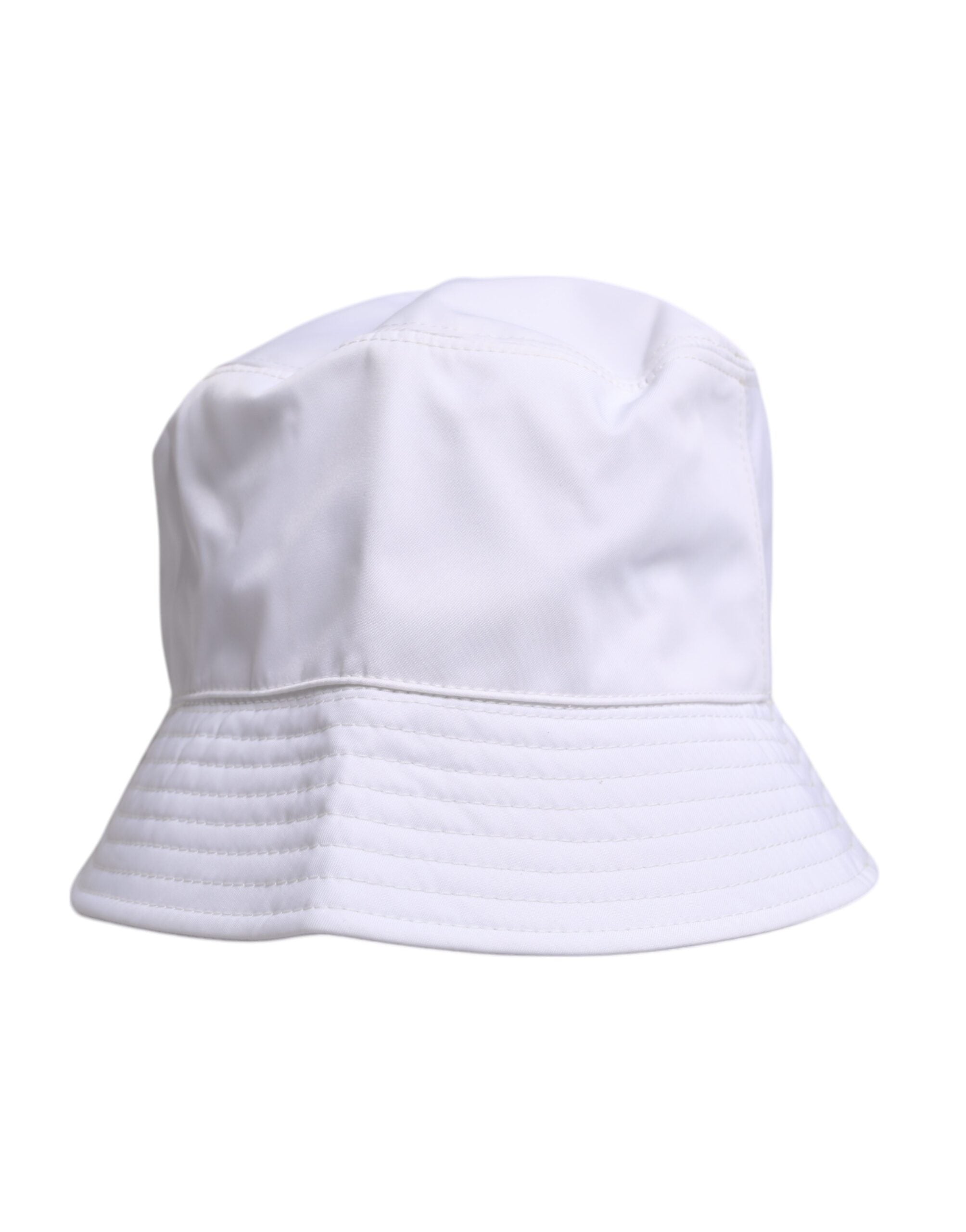 White Cotton Wide Brim Bucket Hat - ventzia