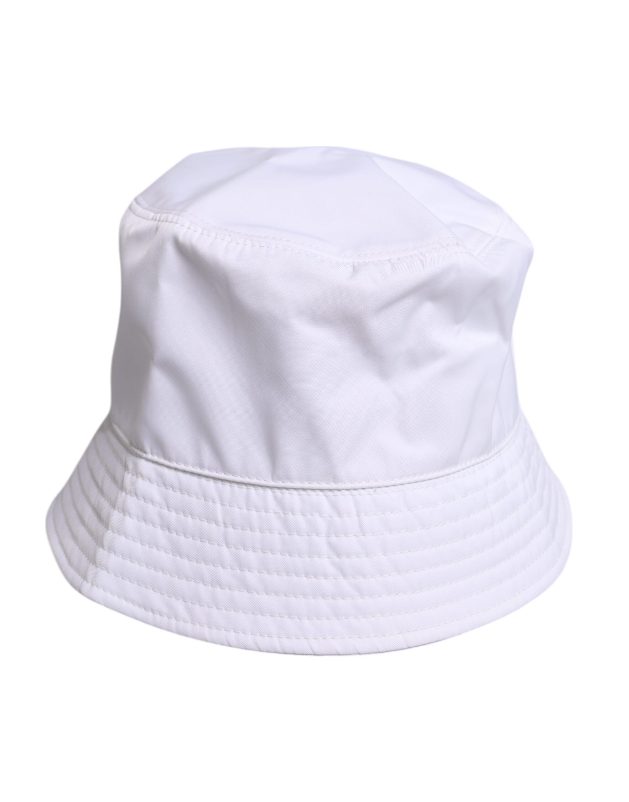 White Cotton Wide Brim Bucket Hat - ventzia
