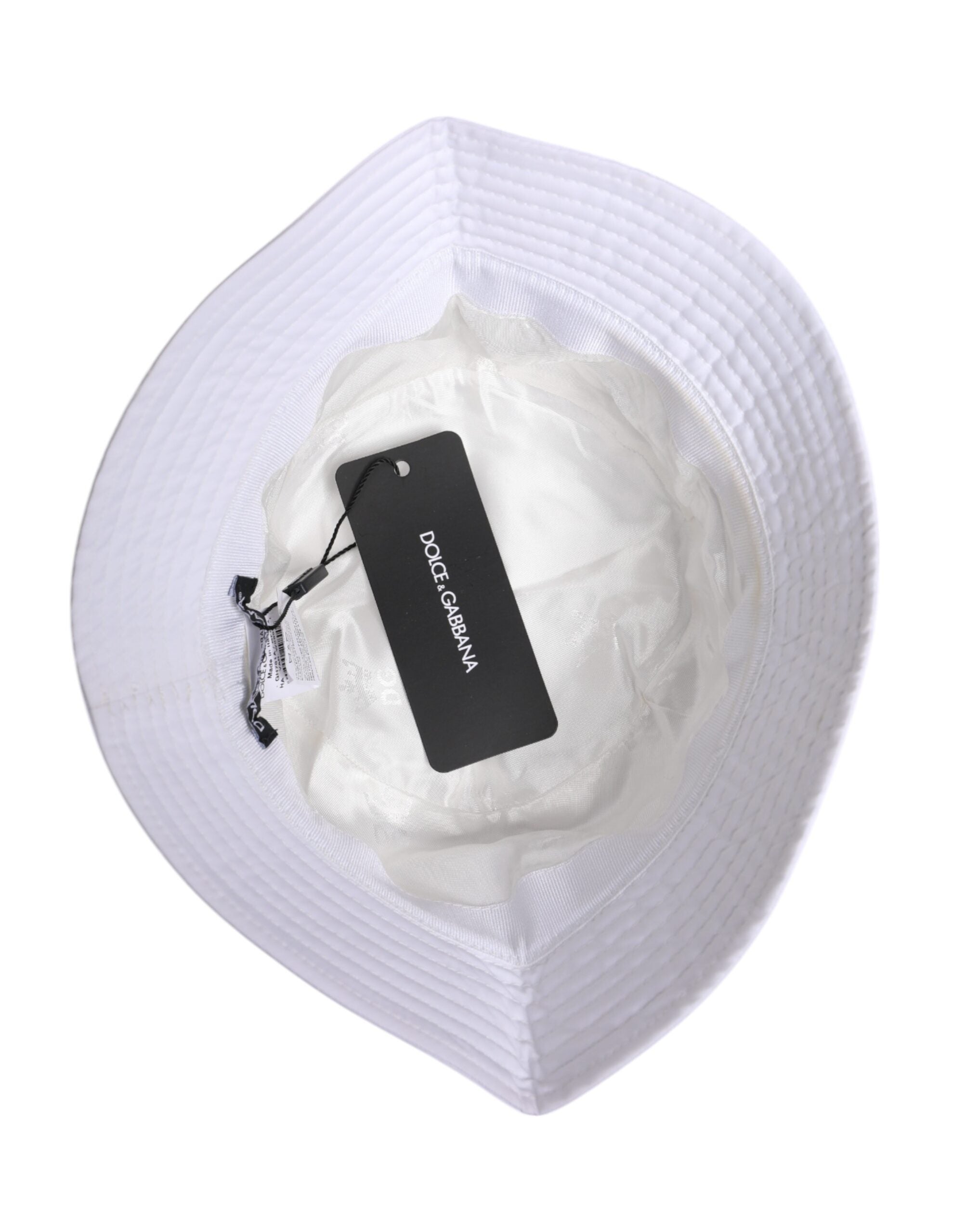 White Cotton Wide Brim Bucket Hat - ventzia