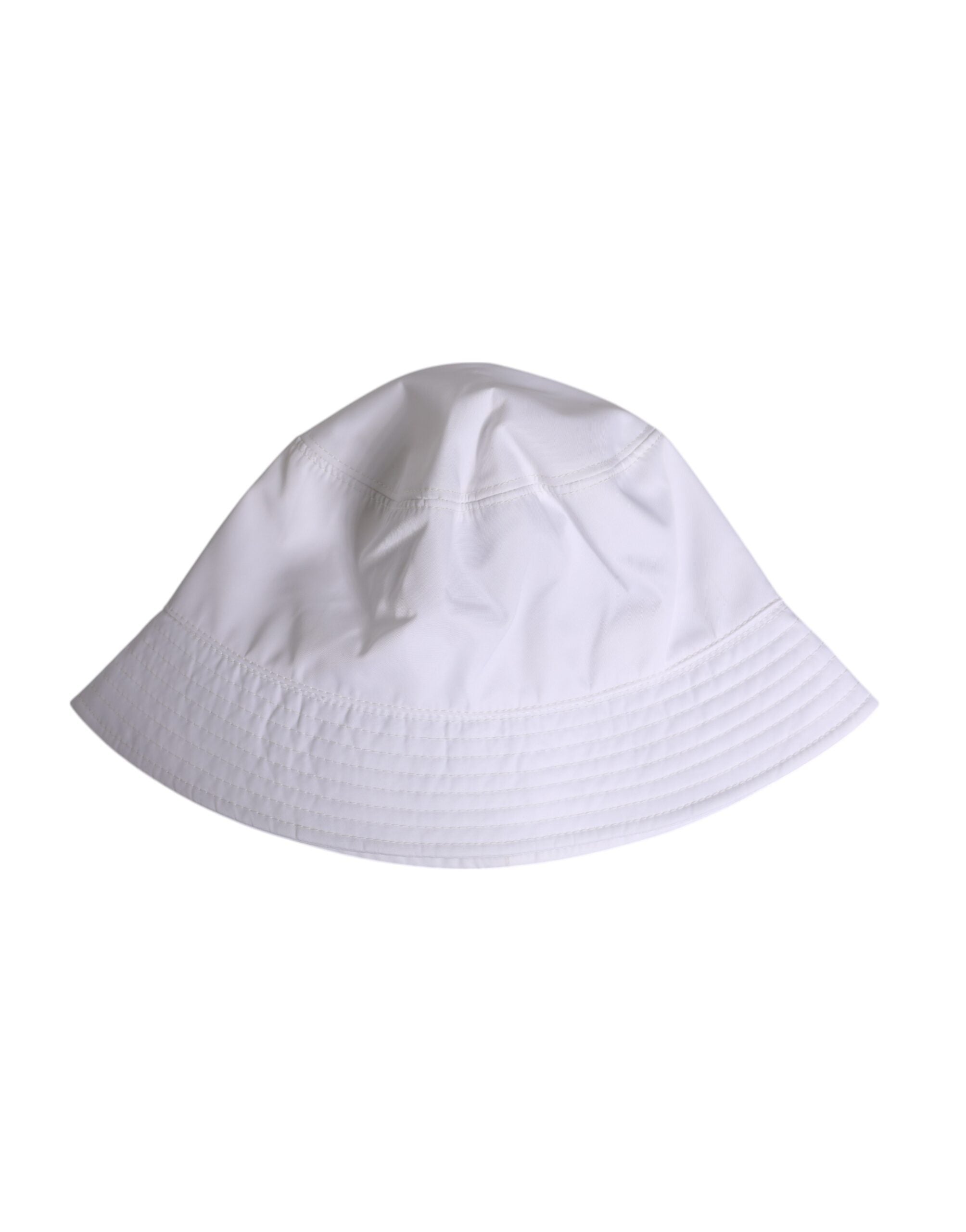 White Cotton Wide Brim Bucket Hat - ventzia