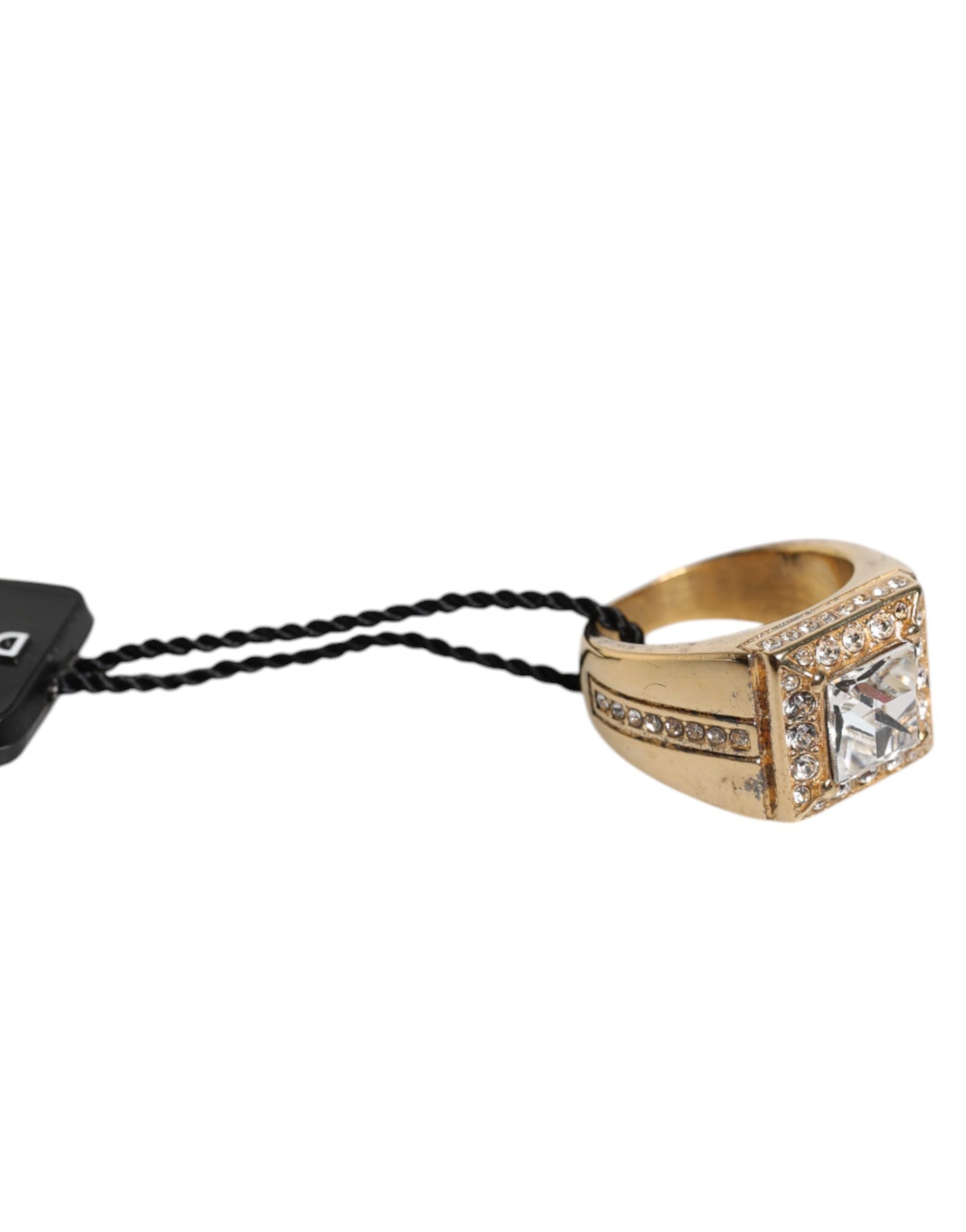 Gold Tone Sterling Silver 925 Crystals Ring - ventzia