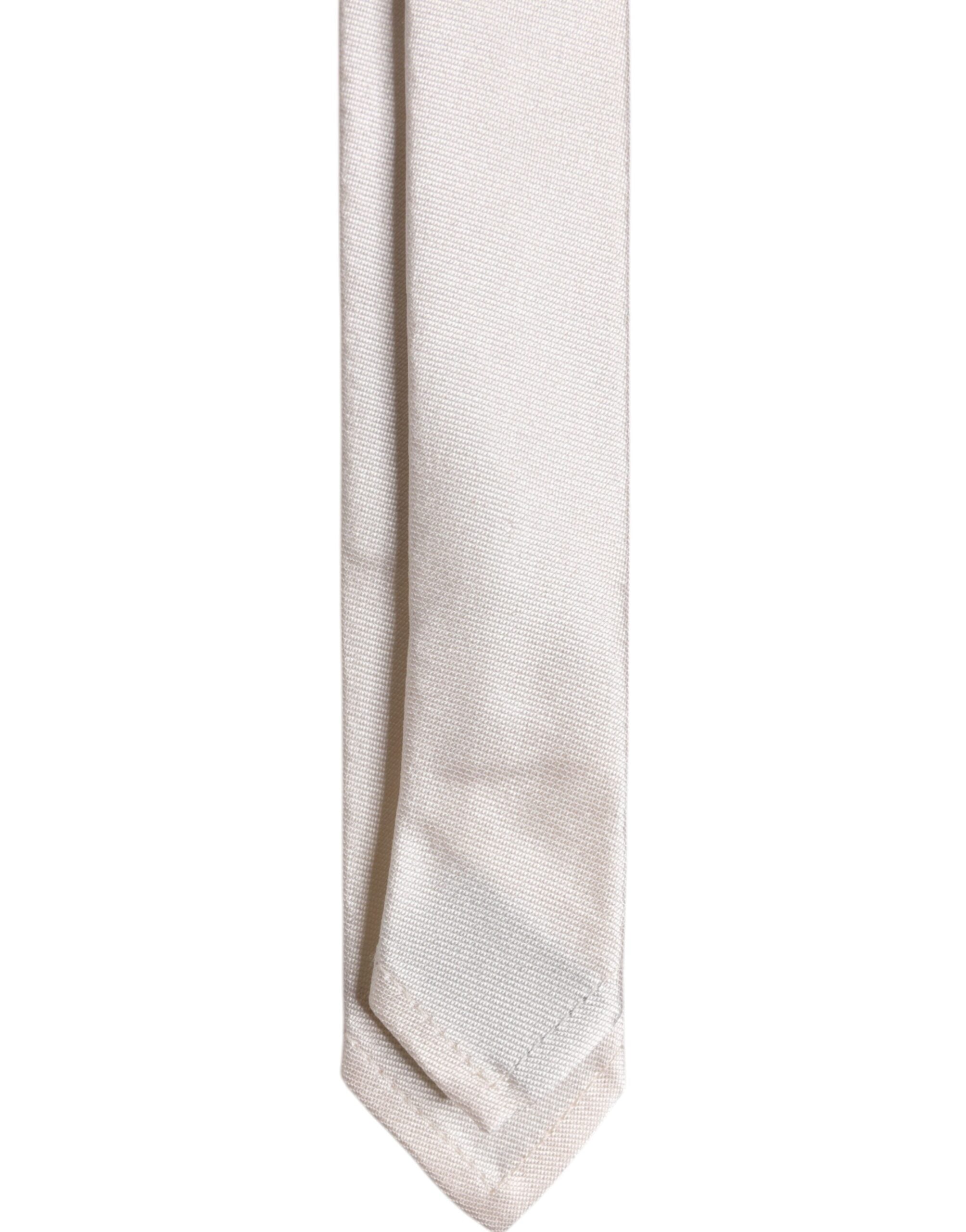 White Solid Silk Adjustable Necktie Tie - ventzia