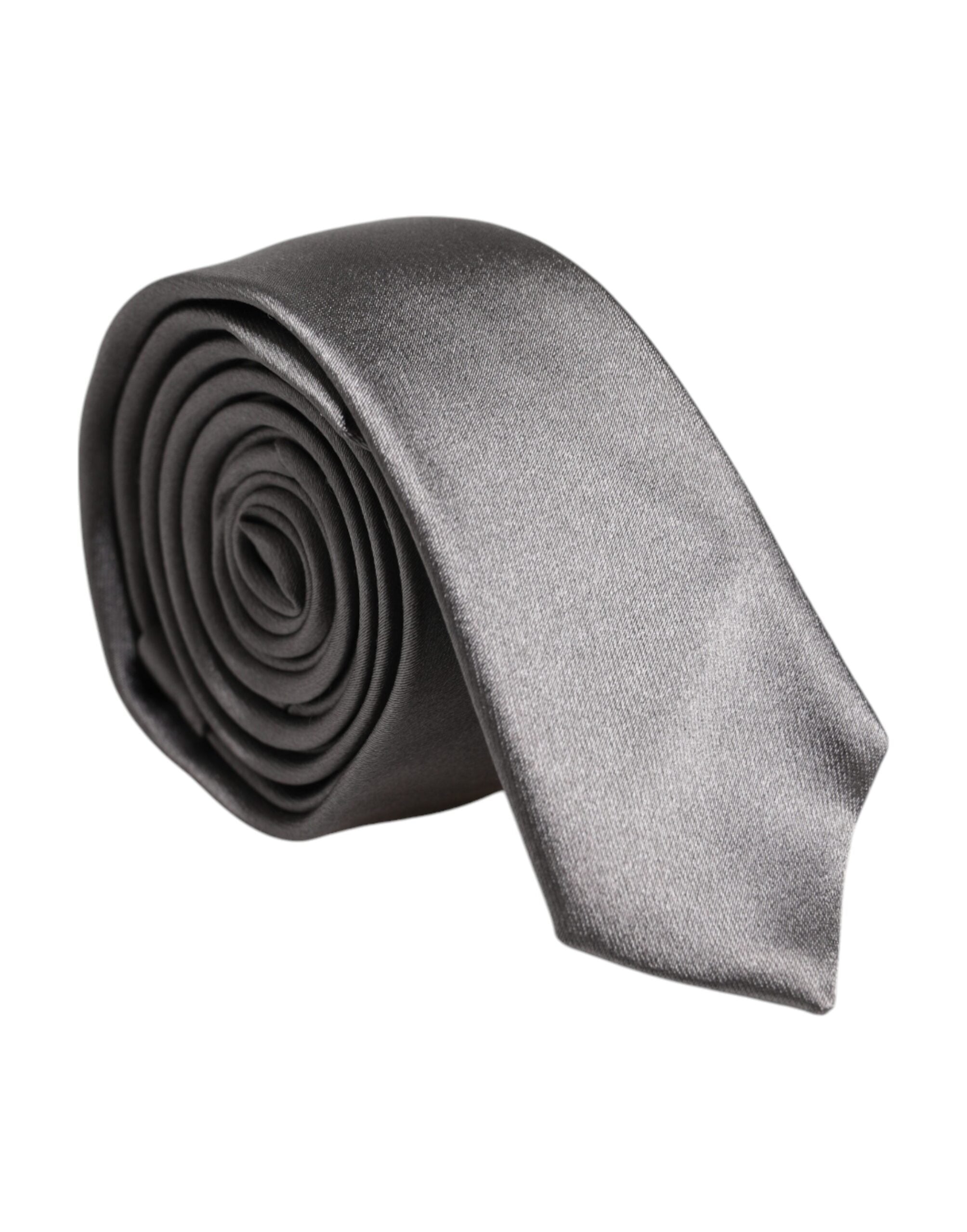 Metallic Silver Silk Adjustable Necktie Tie - ventzia