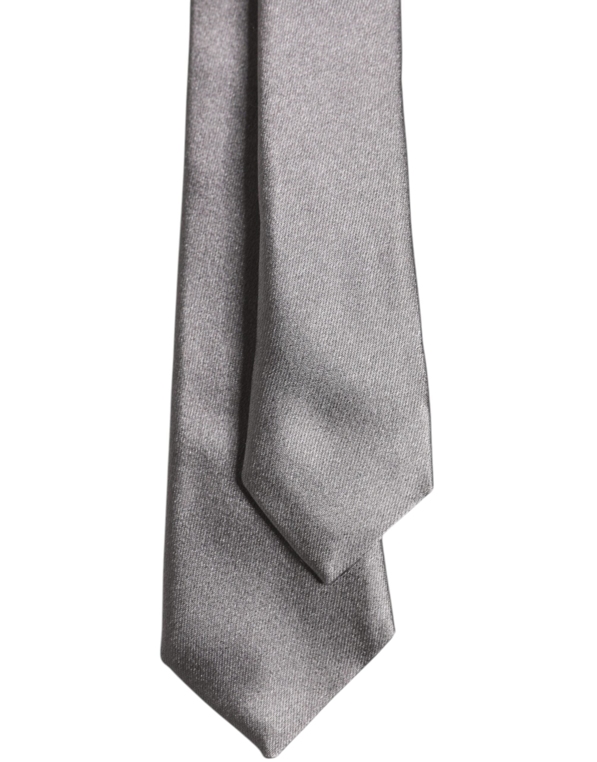 Metallic Silver Silk Adjustable Necktie Tie - ventzia