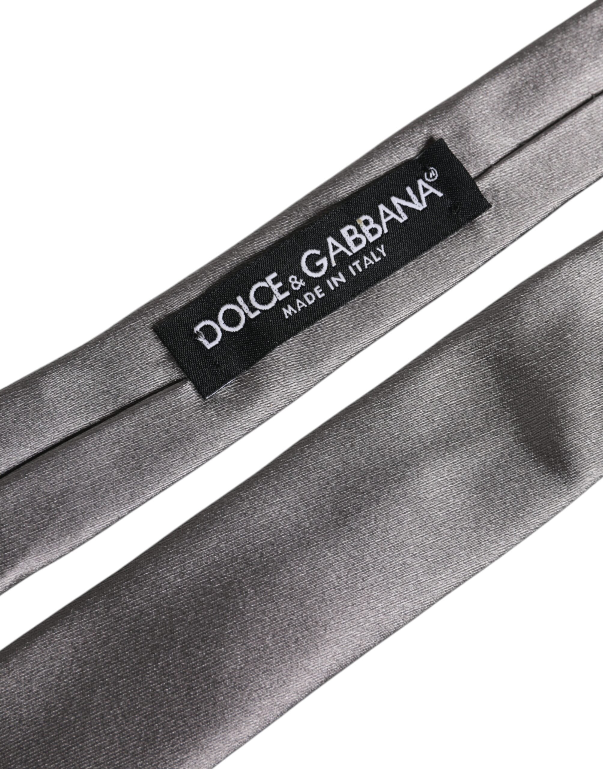 Metallic Silver Silk Adjustable Necktie Tie - ventzia