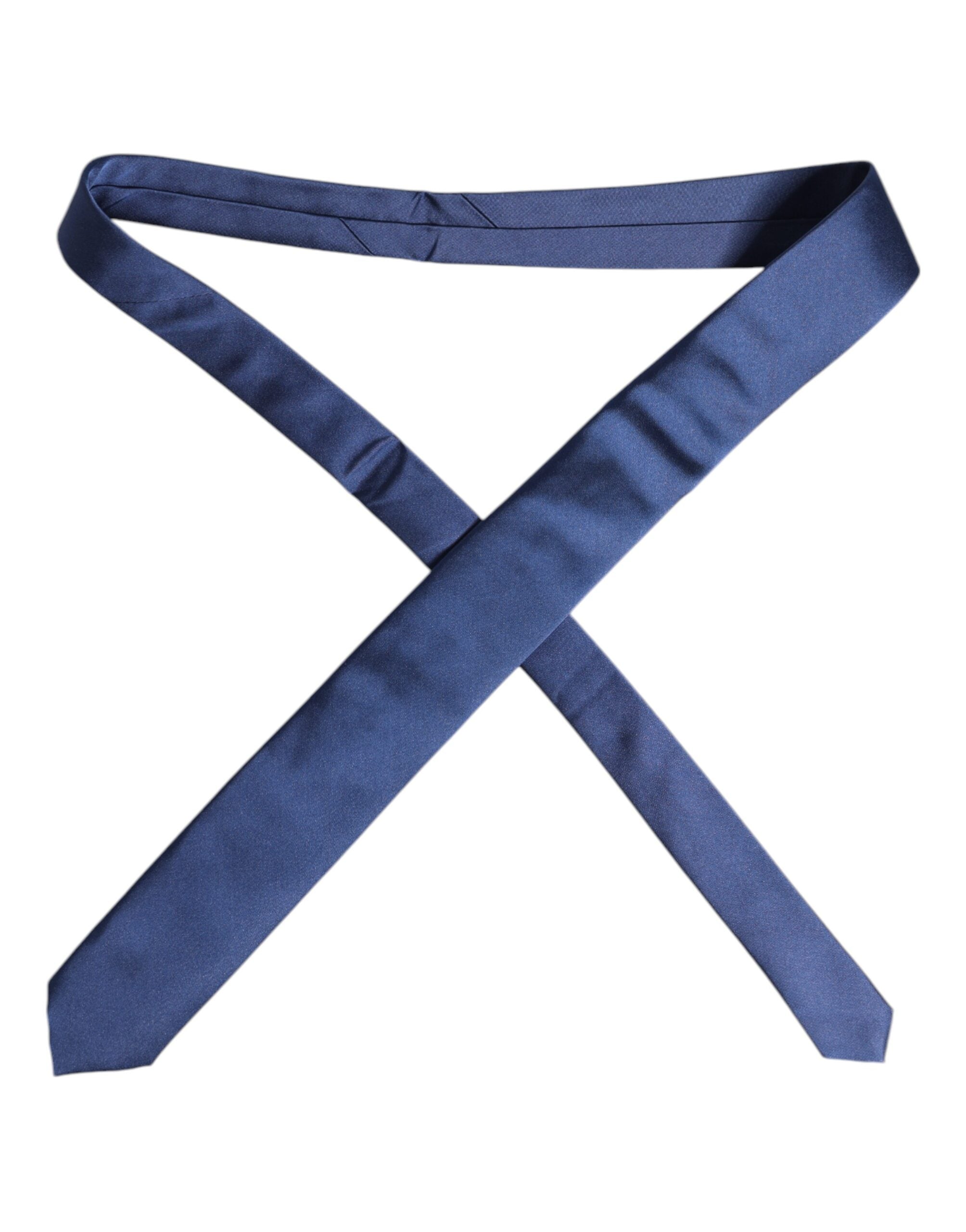 Blue Solid Silk Adjustable Necktie Tie - ventzia