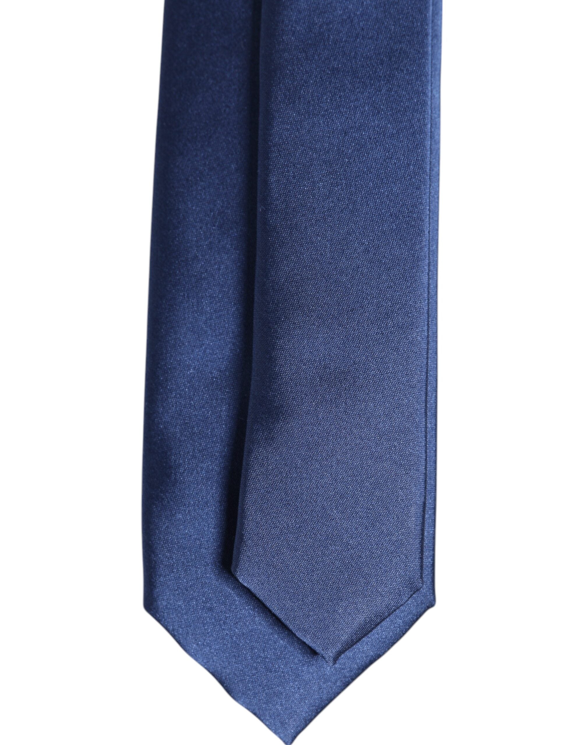 Blue Solid Silk Adjustable Necktie Tie - ventzia