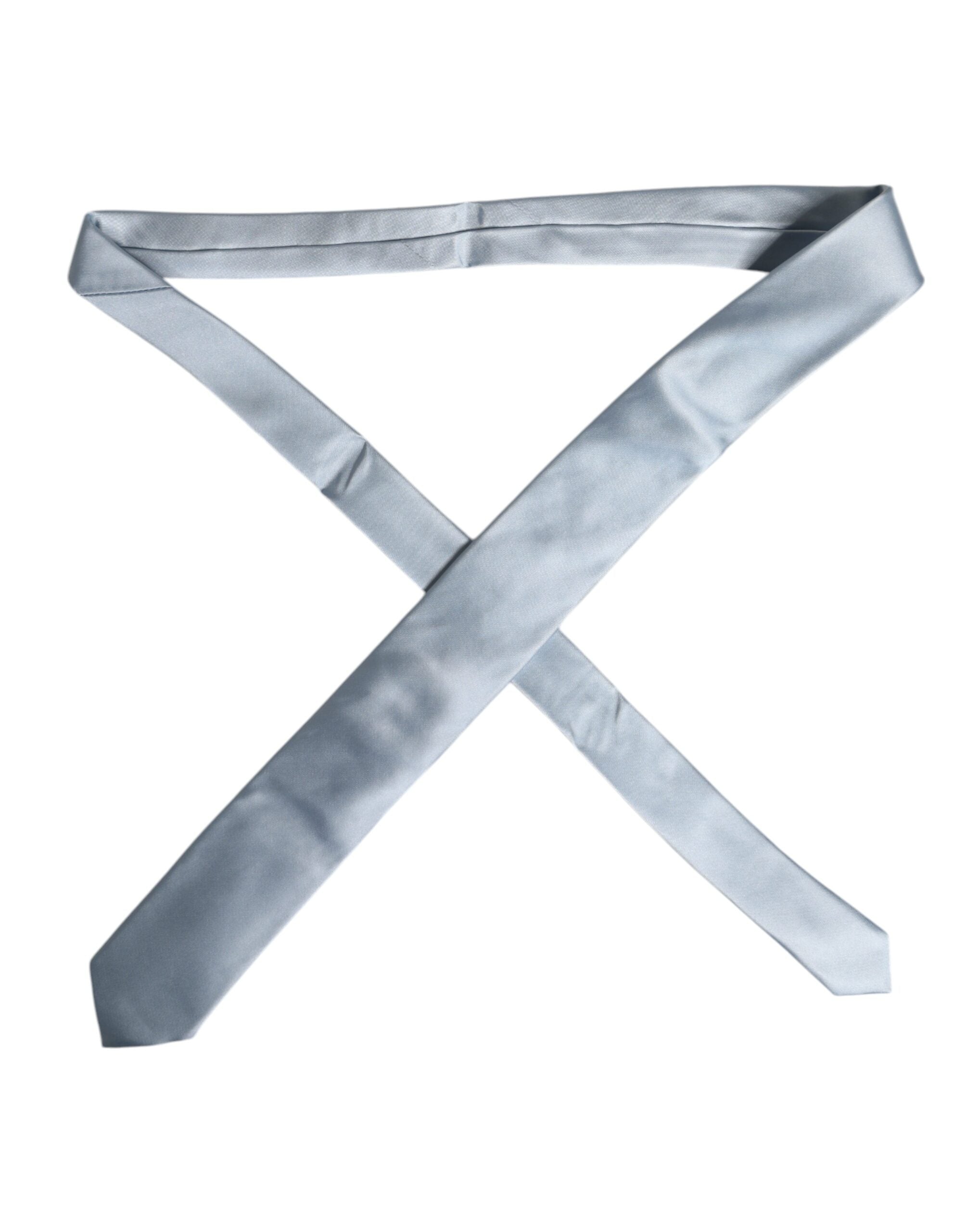Light Blue Solid Silk Adjustable Necktie Tie - ventzia
