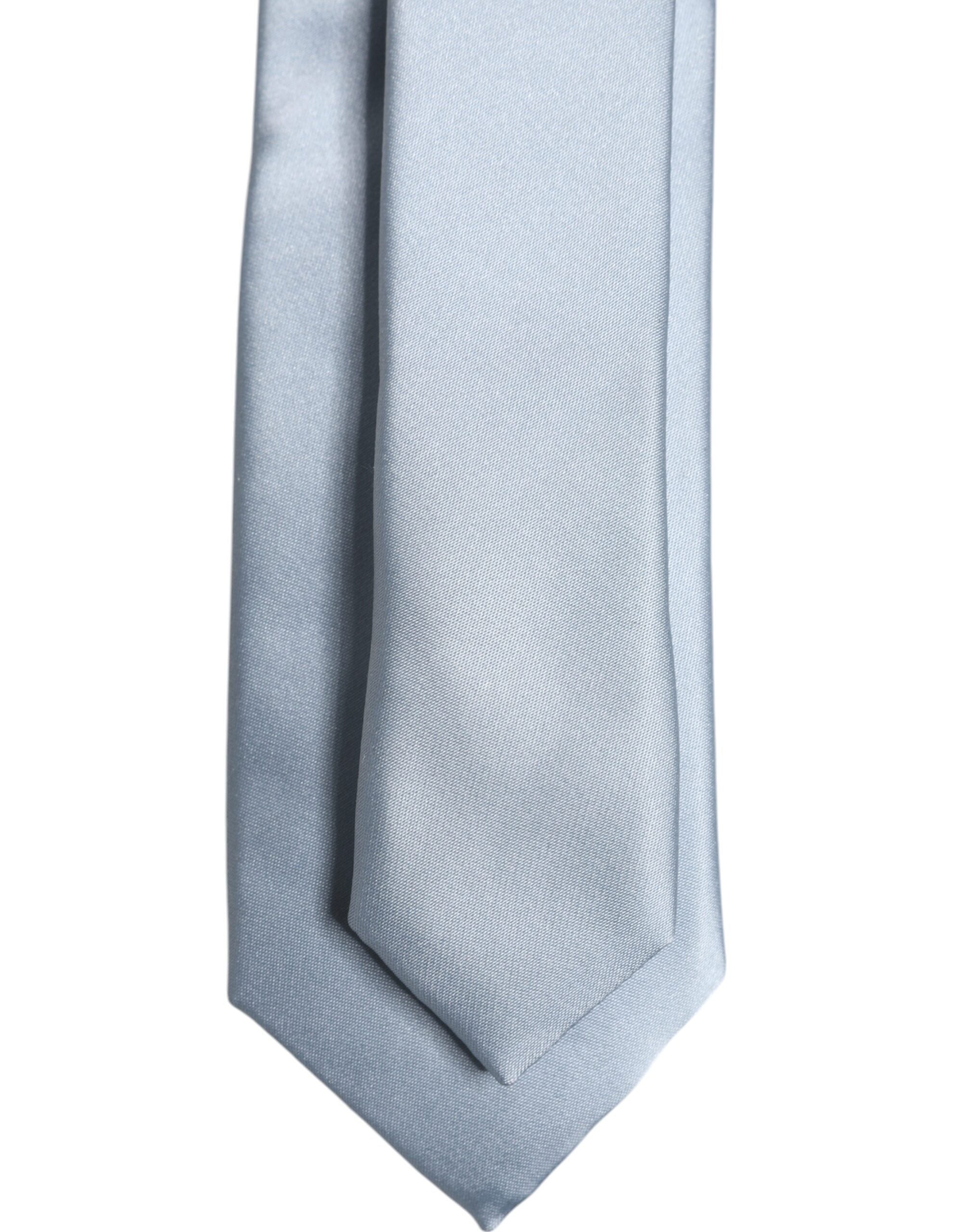 Light Blue Solid Silk Adjustable Necktie Tie - ventzia