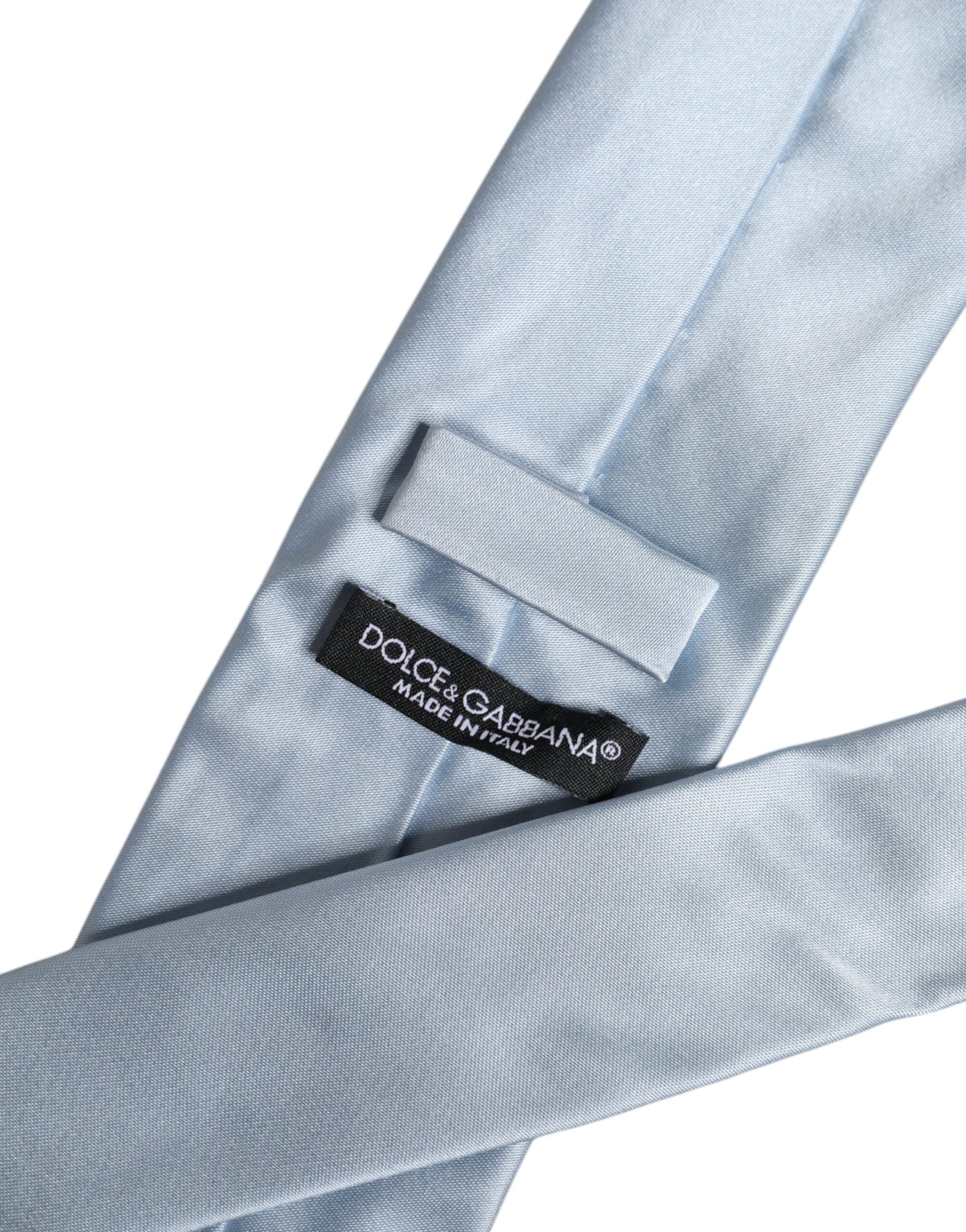 Light Blue Solid Silk Adjustable Necktie Tie - ventzia