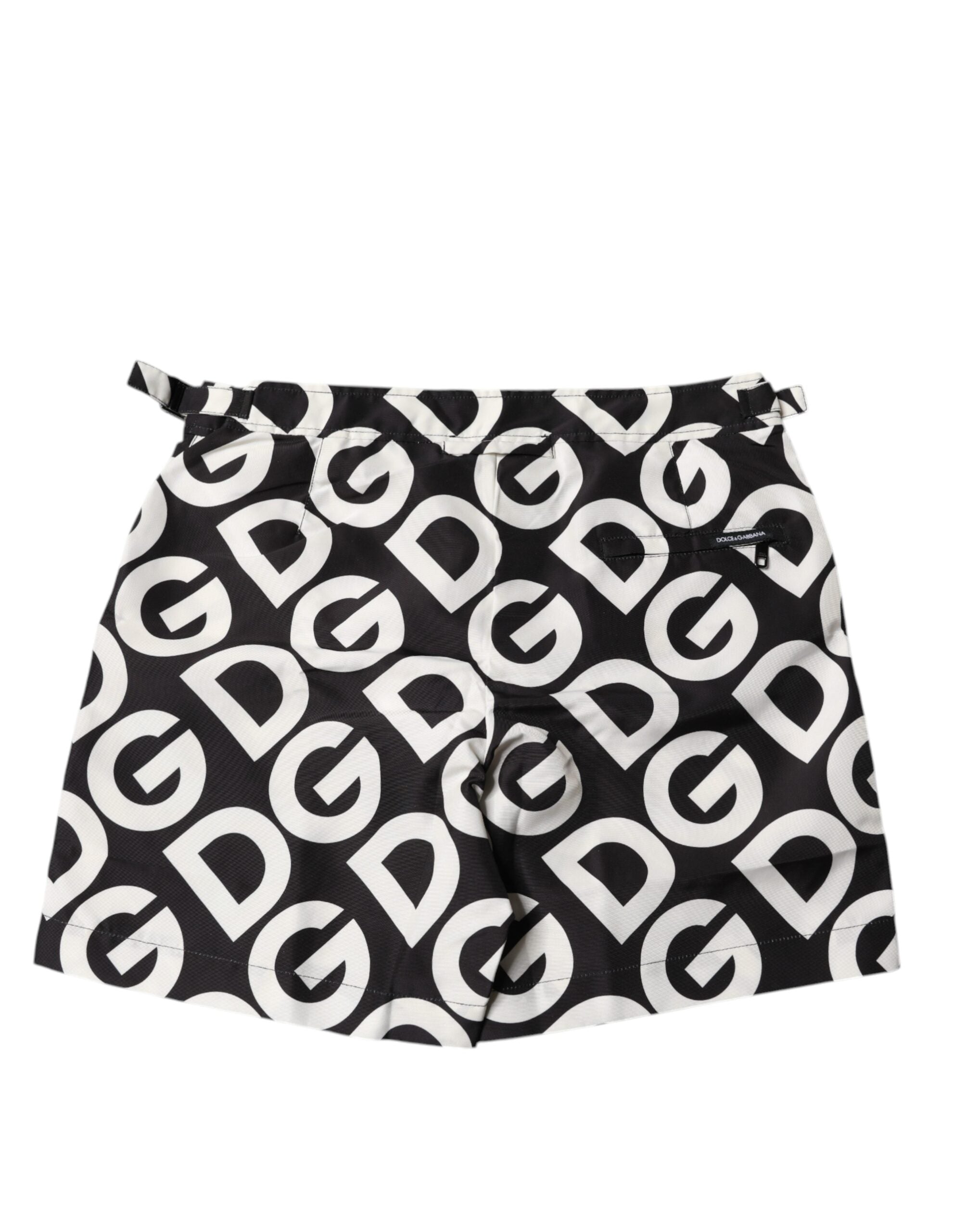 Black White Logo Beachwear Shorts Swimwear - ventzia