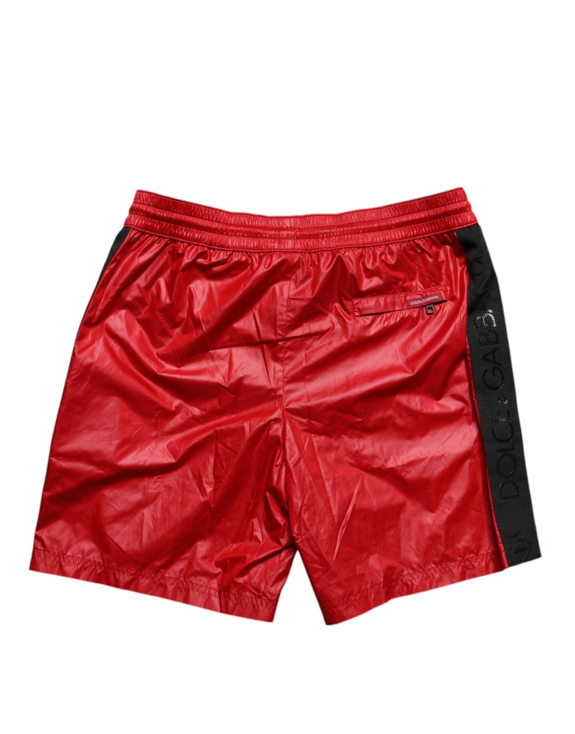 Red Polyester Beachwear Shorts 2Pc Swimwear - ventzia