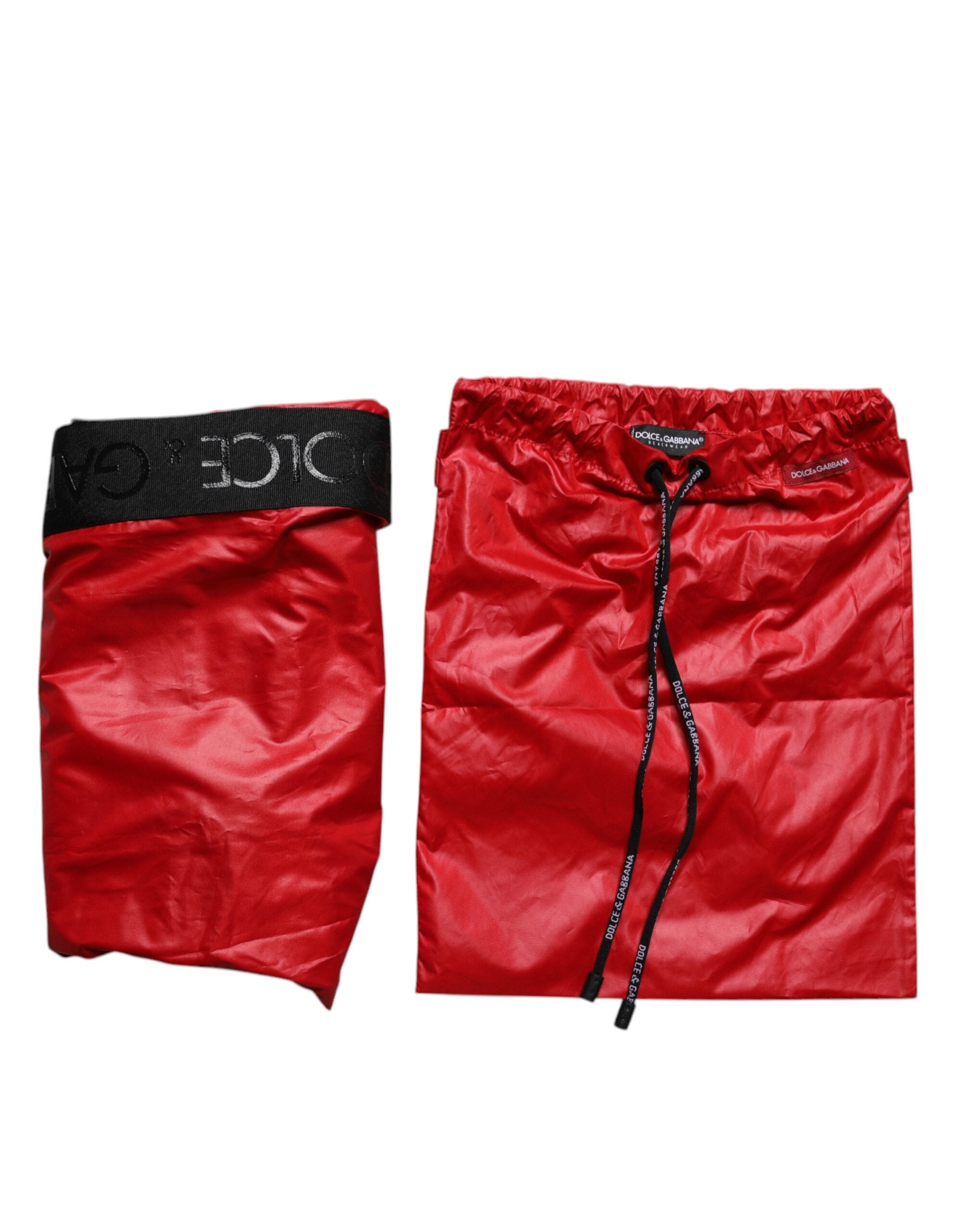 Red Polyester Beachwear Shorts 2Pc Swimwear - ventzia