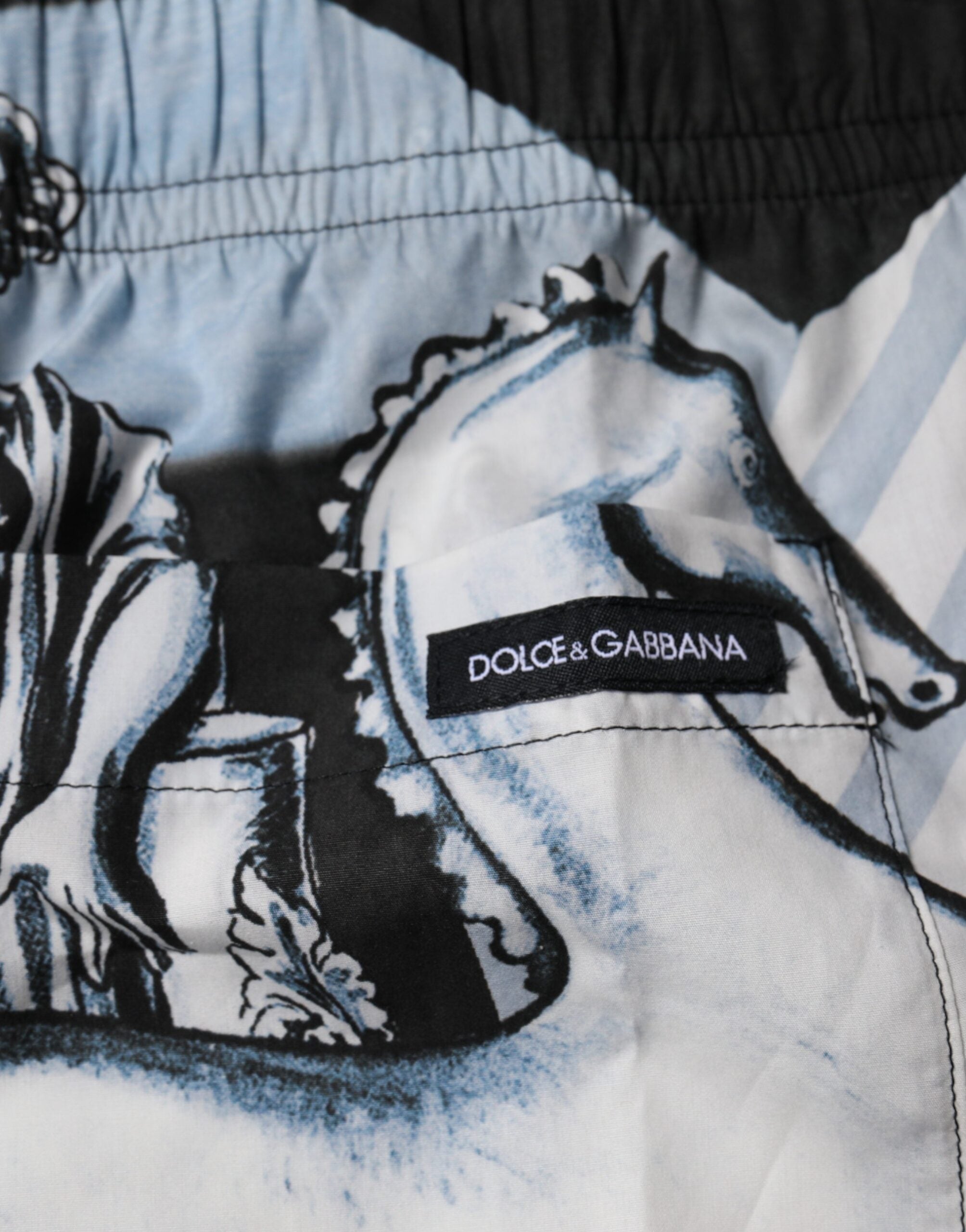 Blue Statue Print Cotton Mens Shorts - ventzia