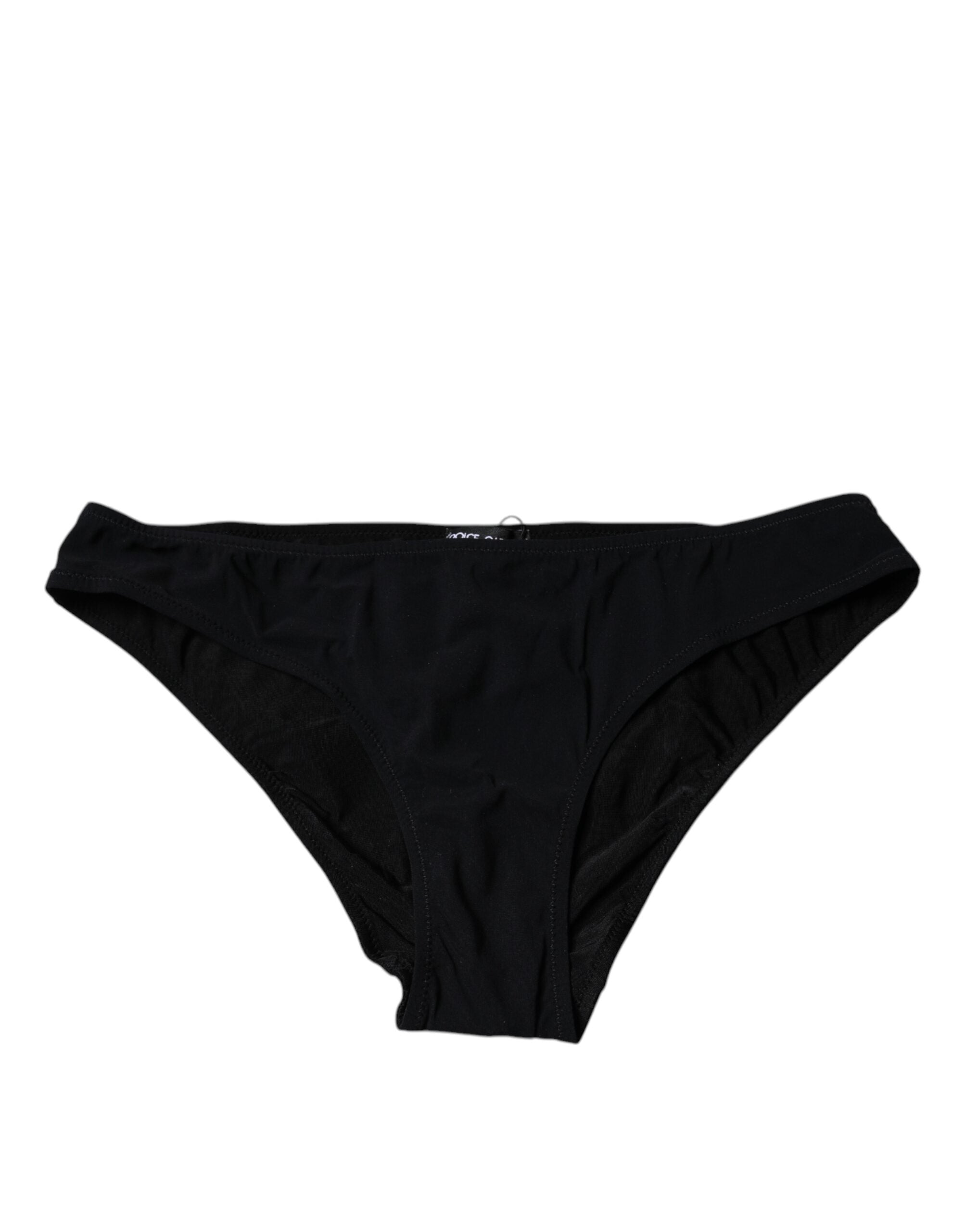 Black Nylon Stretch Mid Waist Panty Underwear - ventzia
