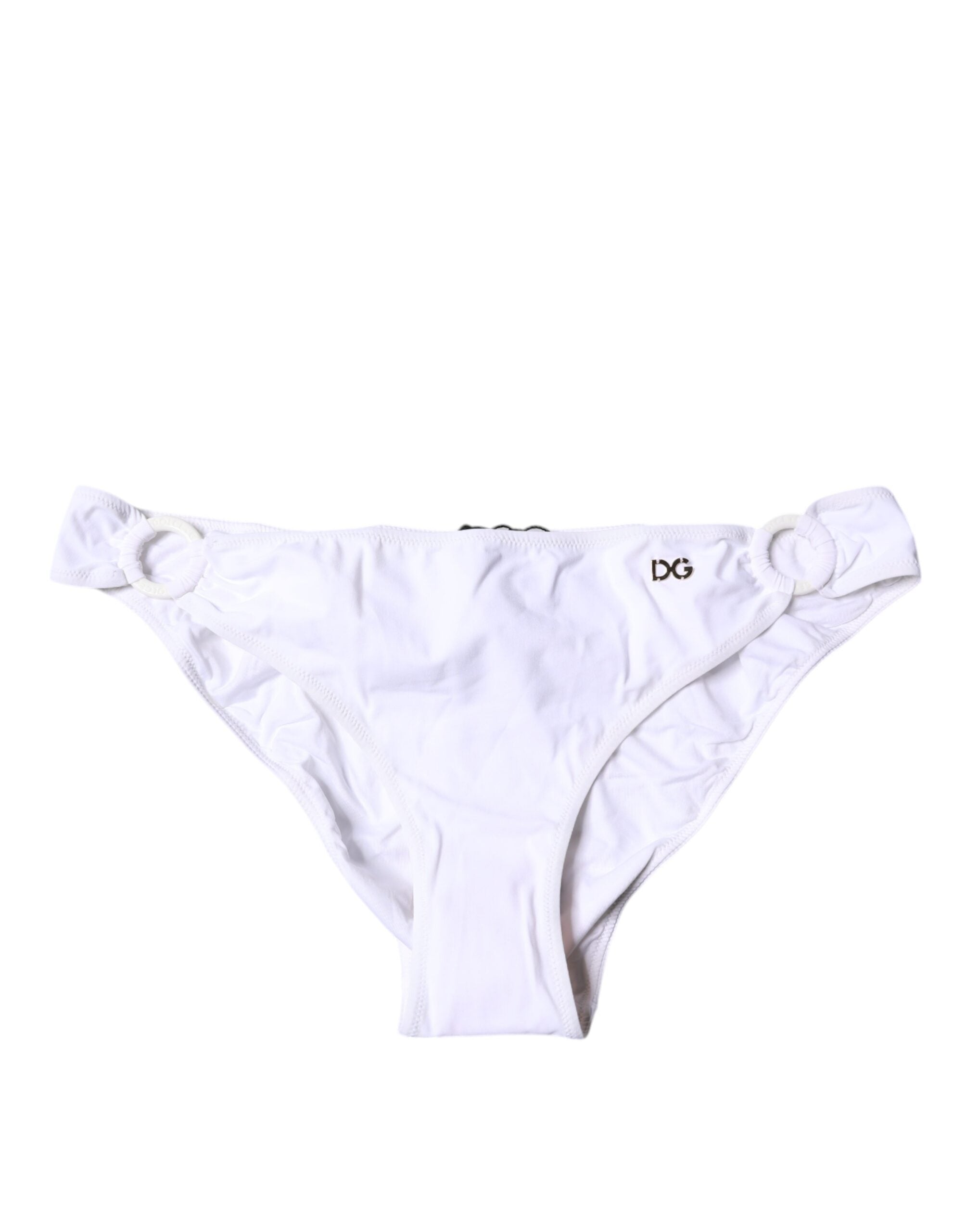 White Nylon Beachwear Bikini Bottom Swimwear - ventzia