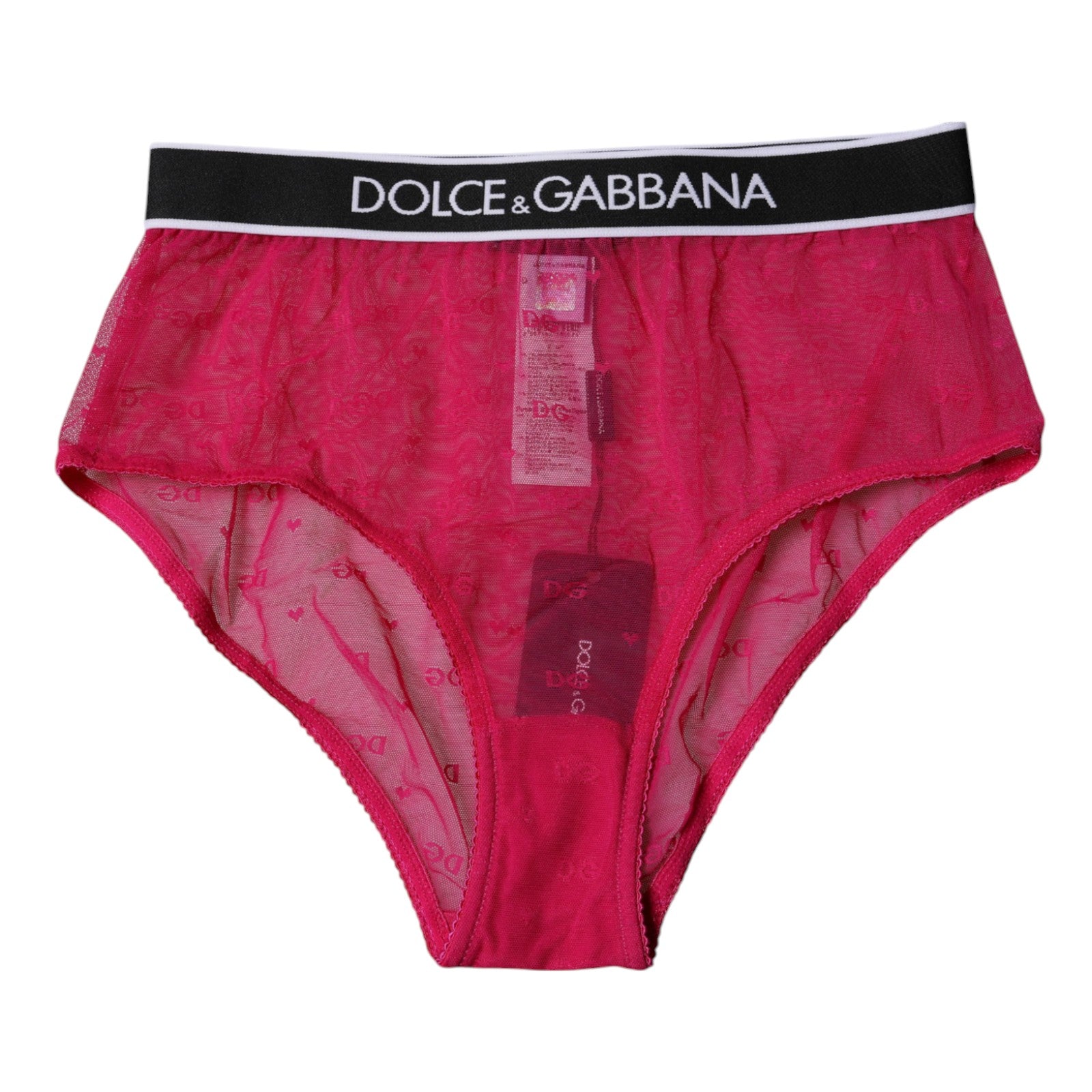 Fuchsia Tulle Nylon Mid Waist Panty Underwear - ventzia