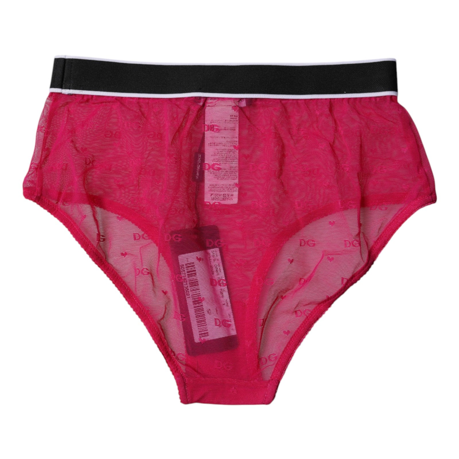 Fuchsia Tulle Nylon Mid Waist Panty Underwear - ventzia