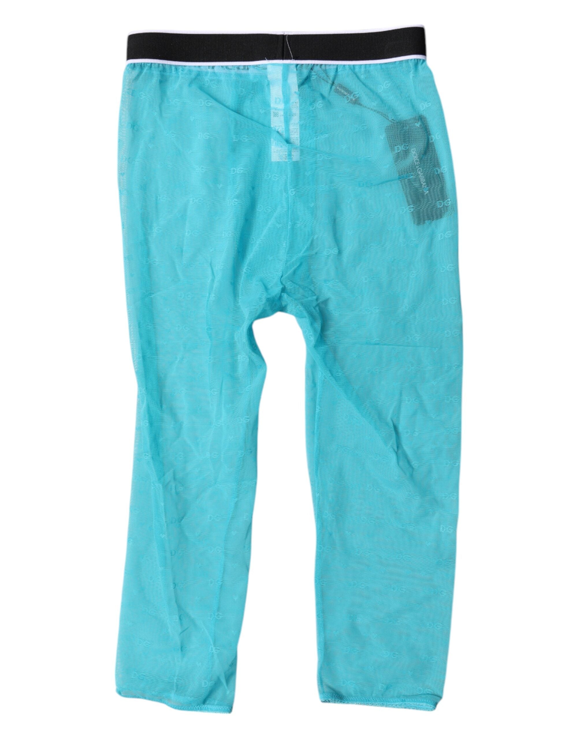 Light Blue DG Logo Nylon Cropped Tights Underwear - ventzia