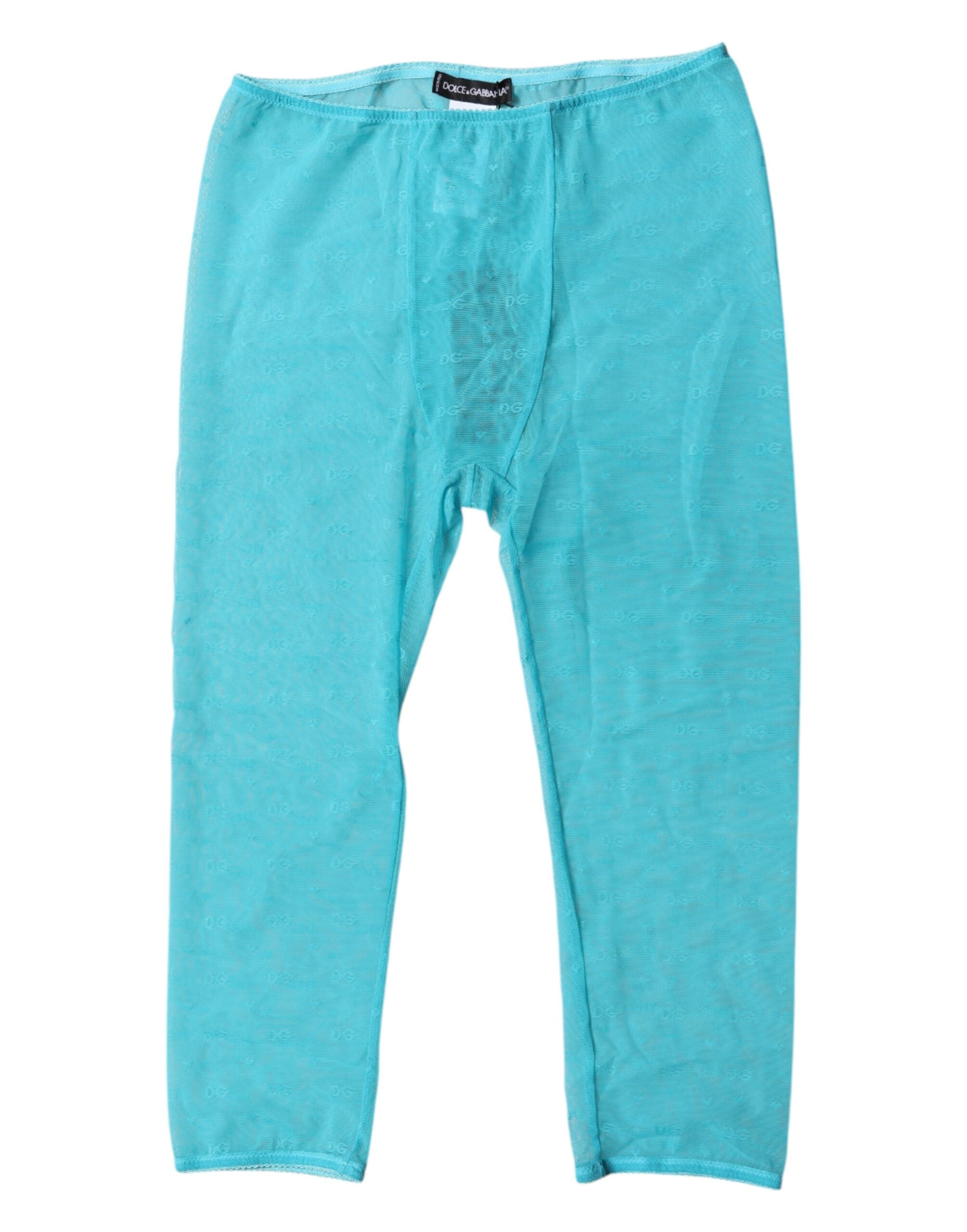 Blue Logo Lace Lingerie Cropped Tight Underwear - ventzia