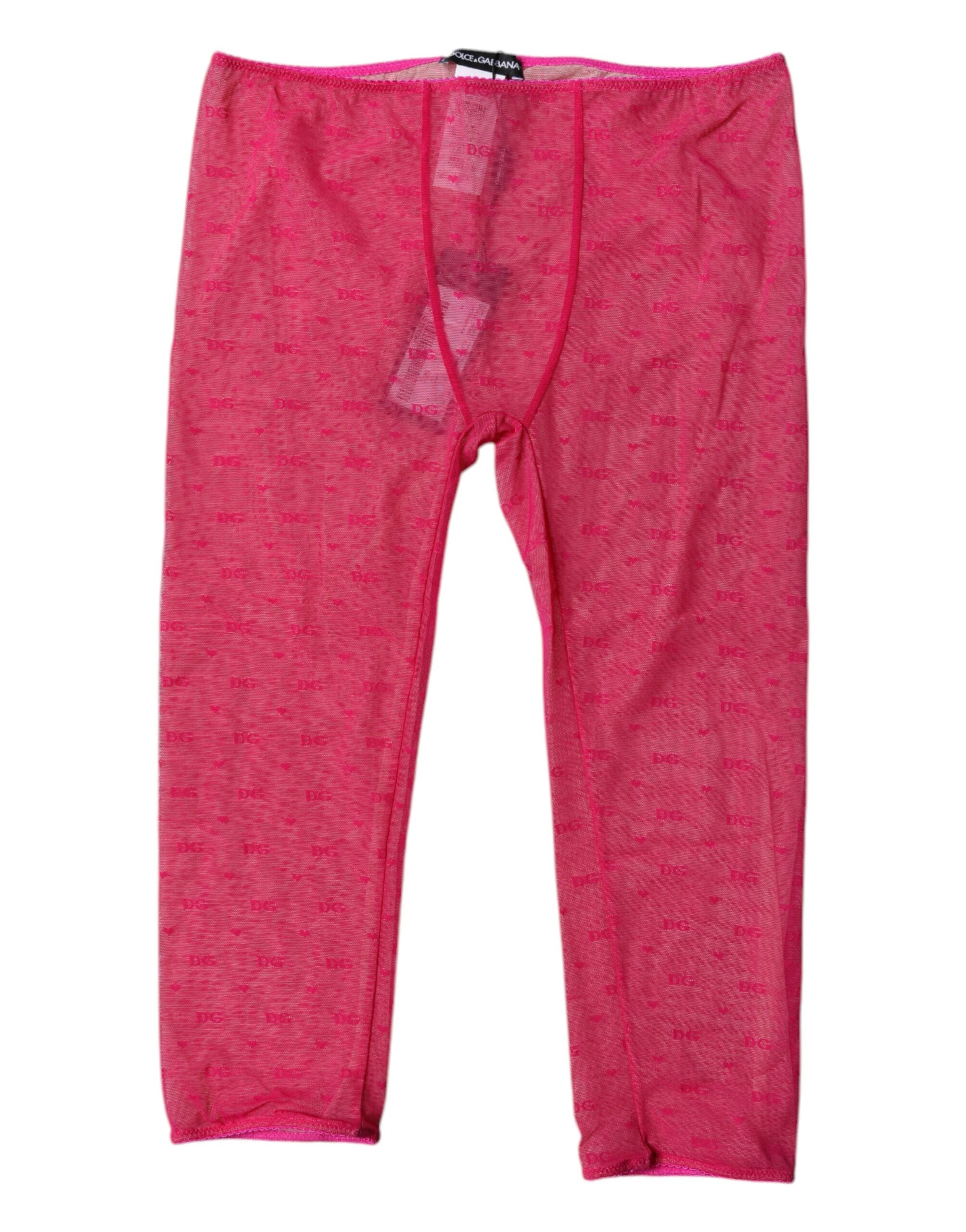 Fuchsia Logo Lace Lingerie Cropped Tight Underwear - ventzia